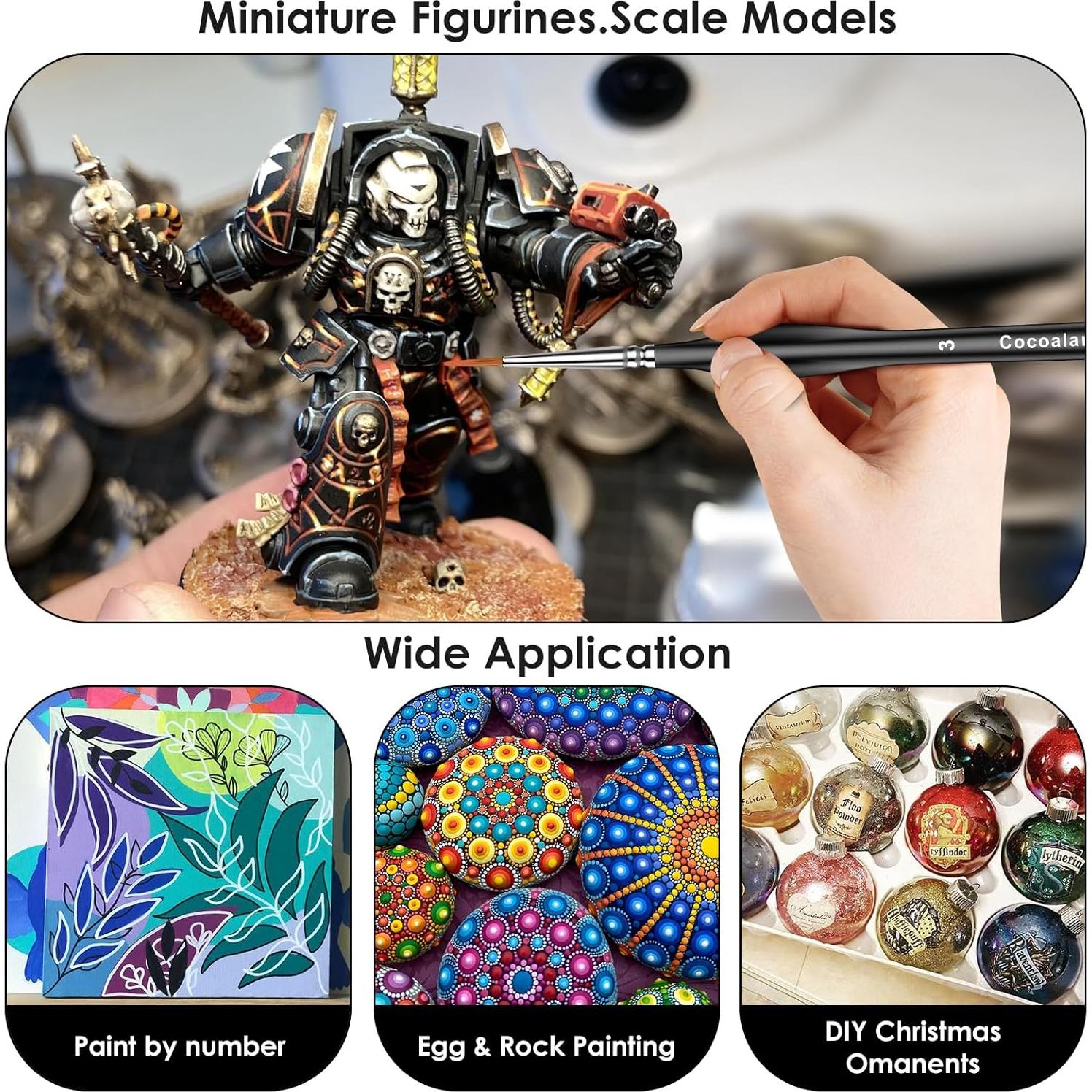 Pinceles de Pintura Cocoaland 15 Piezas Punta Fina Negro