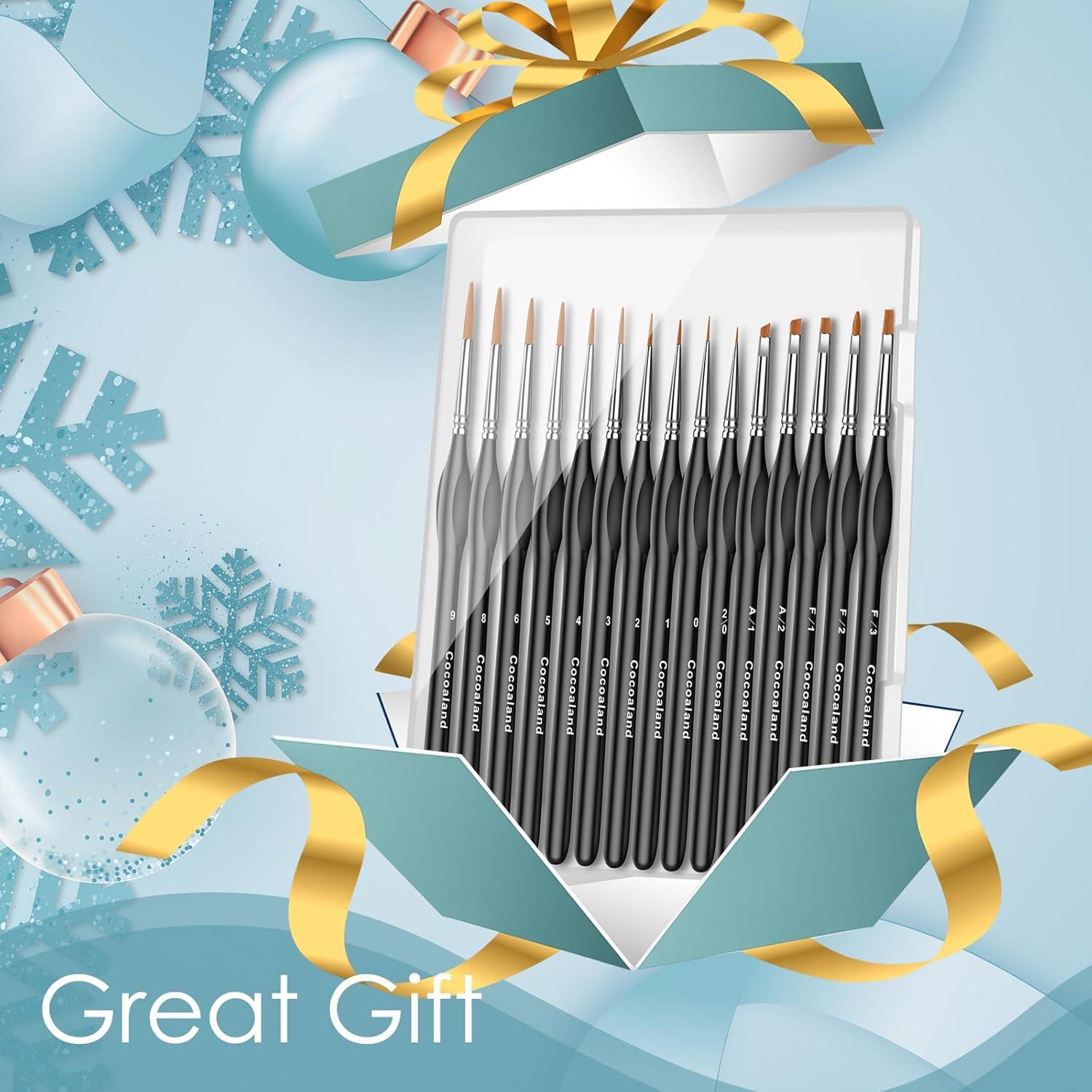 Pinceles de Pintura Cocoaland 15 Piezas Punta Fina Negro