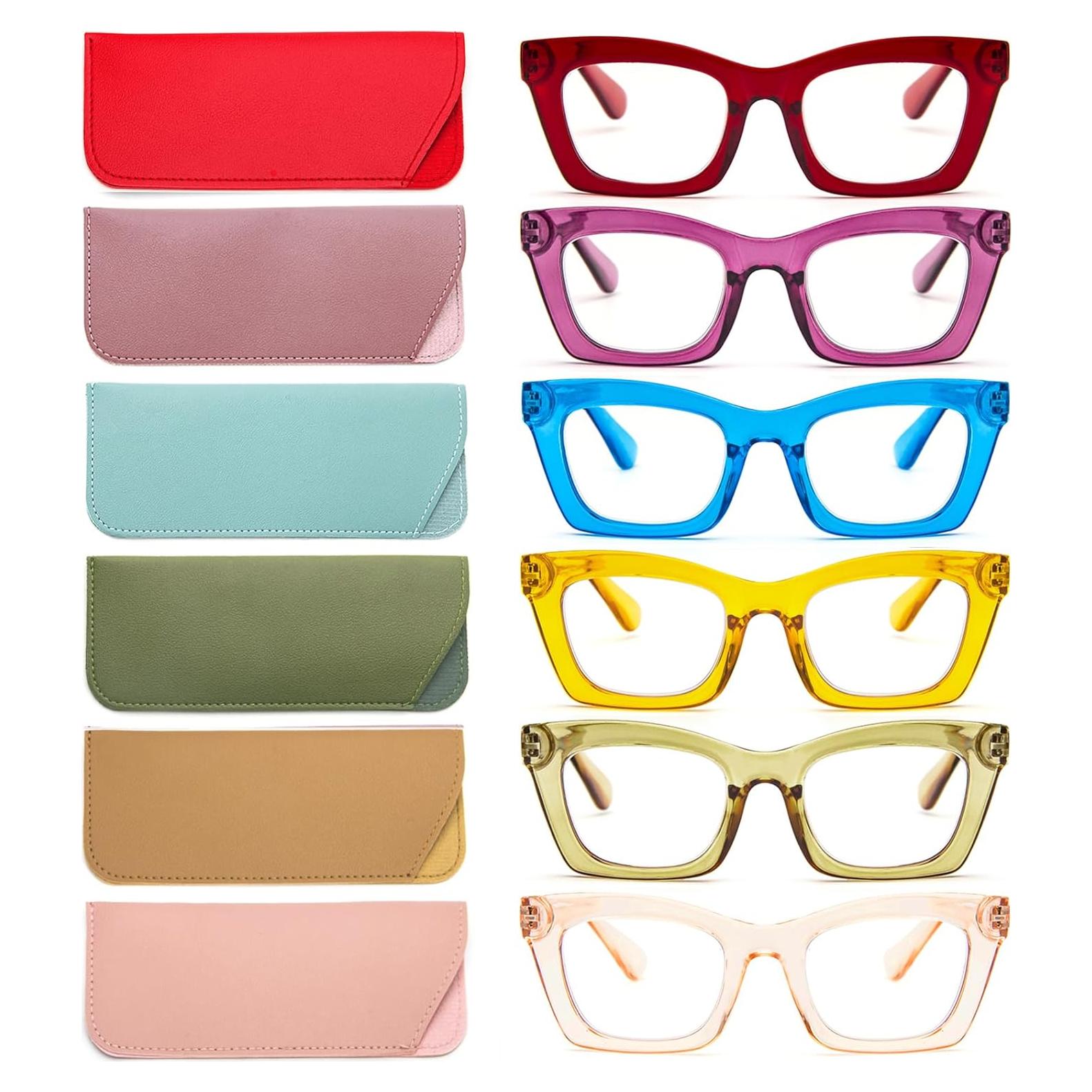 Gafas de lectura REAVEE para mujeres, bloqueo luz azul, 6 colores