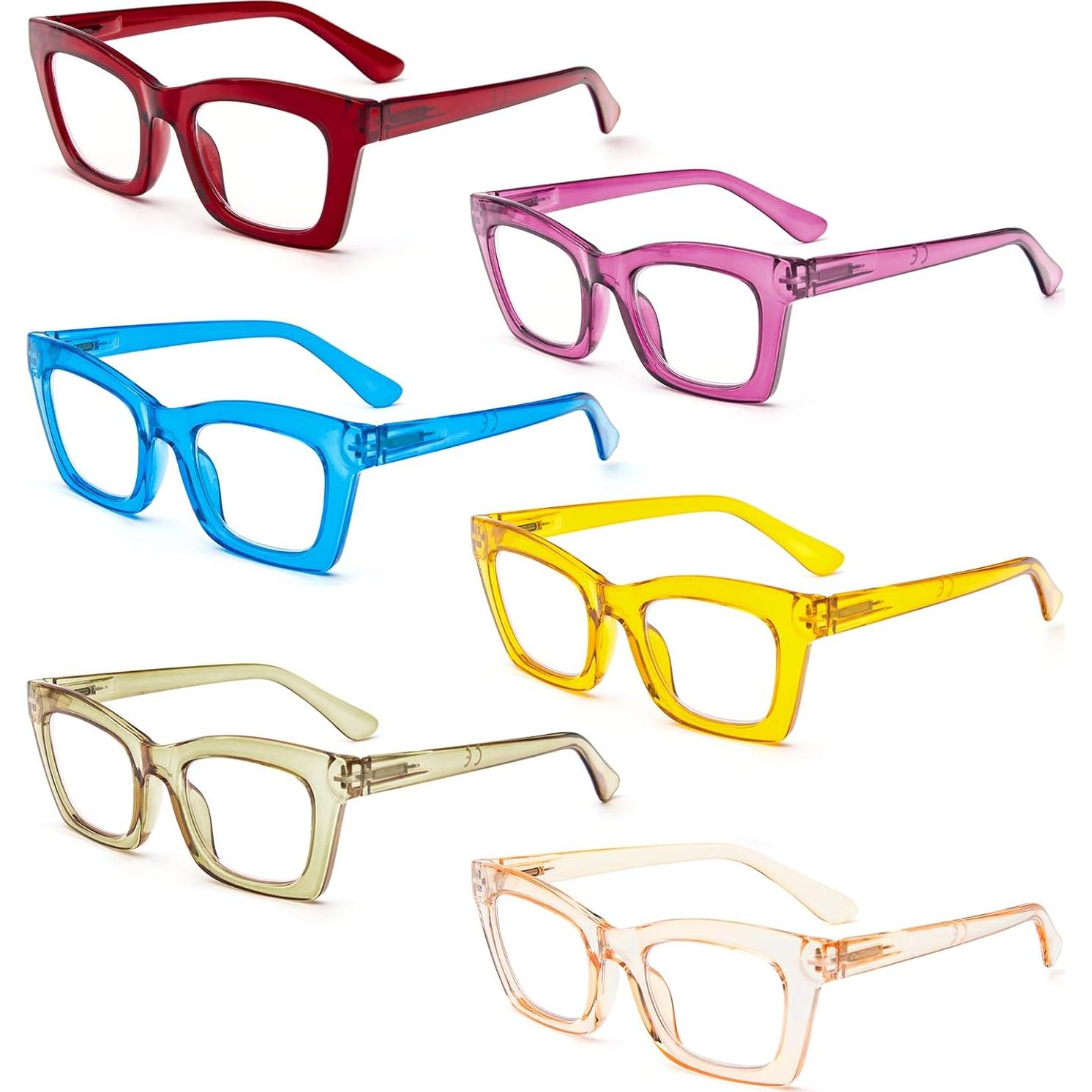 Gafas de lectura REAVEE para mujeres, bloqueo luz azul, 6 colores