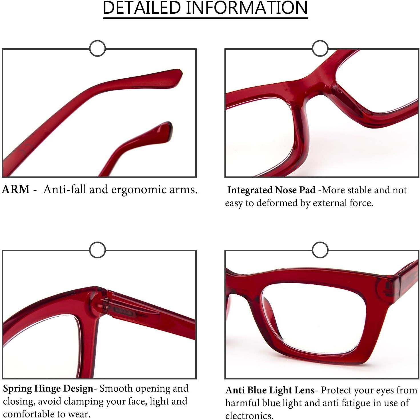 Gafas de lectura REAVEE para mujeres, bloqueo luz azul, 6 colores