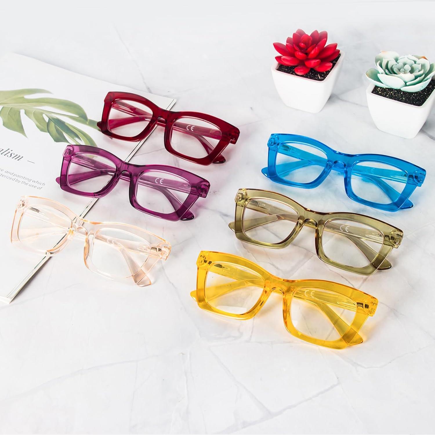 Gafas de lectura REAVEE para mujeres, bloqueo luz azul, 6 colores