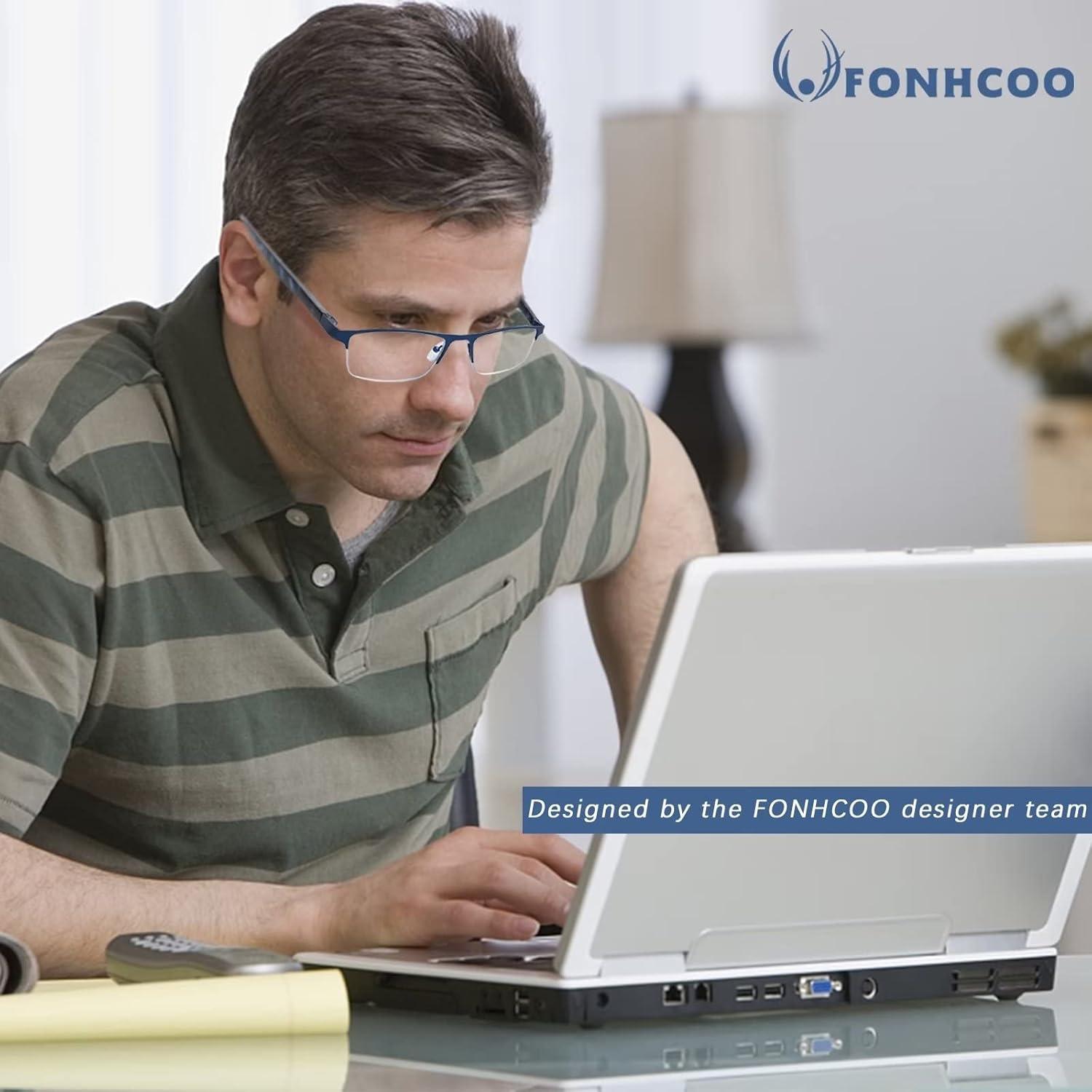 Gafas de Lectura FONHCOO Azul 2.75x Filtro Luz Azul Metal