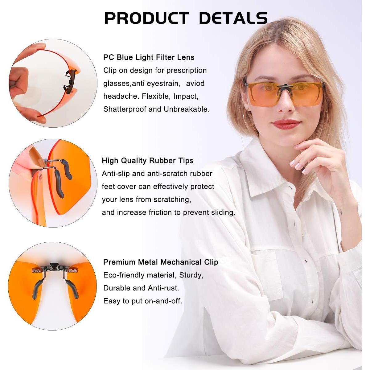 Gafas Clip-on FONHCOO Anti Luz Azul UV400 2 Piezas