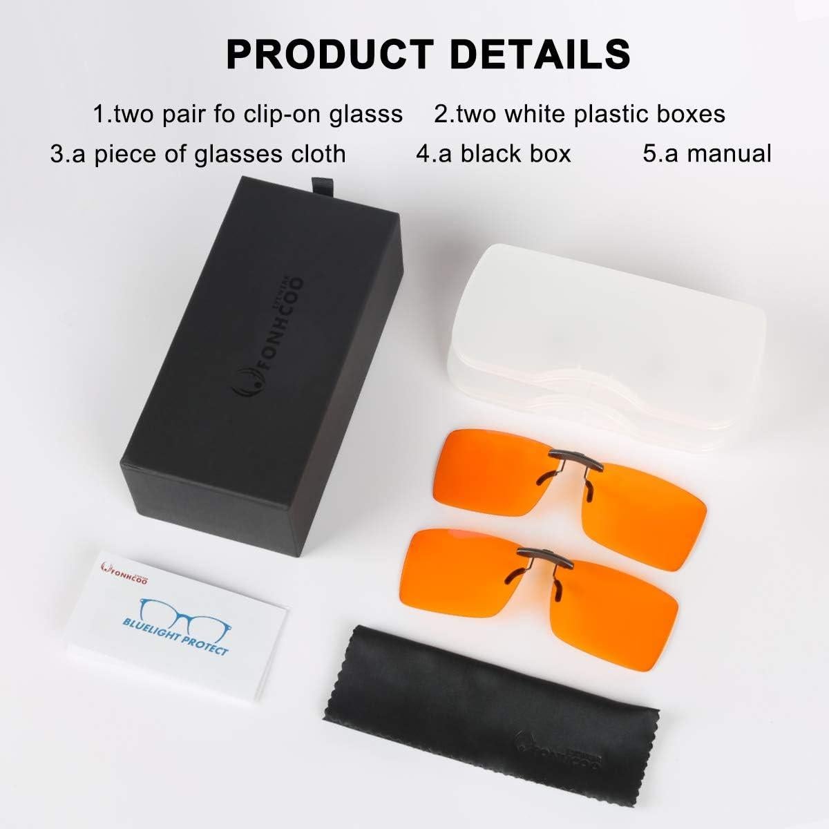 Gafas Clip-on FONHCOO Anti Luz Azul UV400 2 Piezas