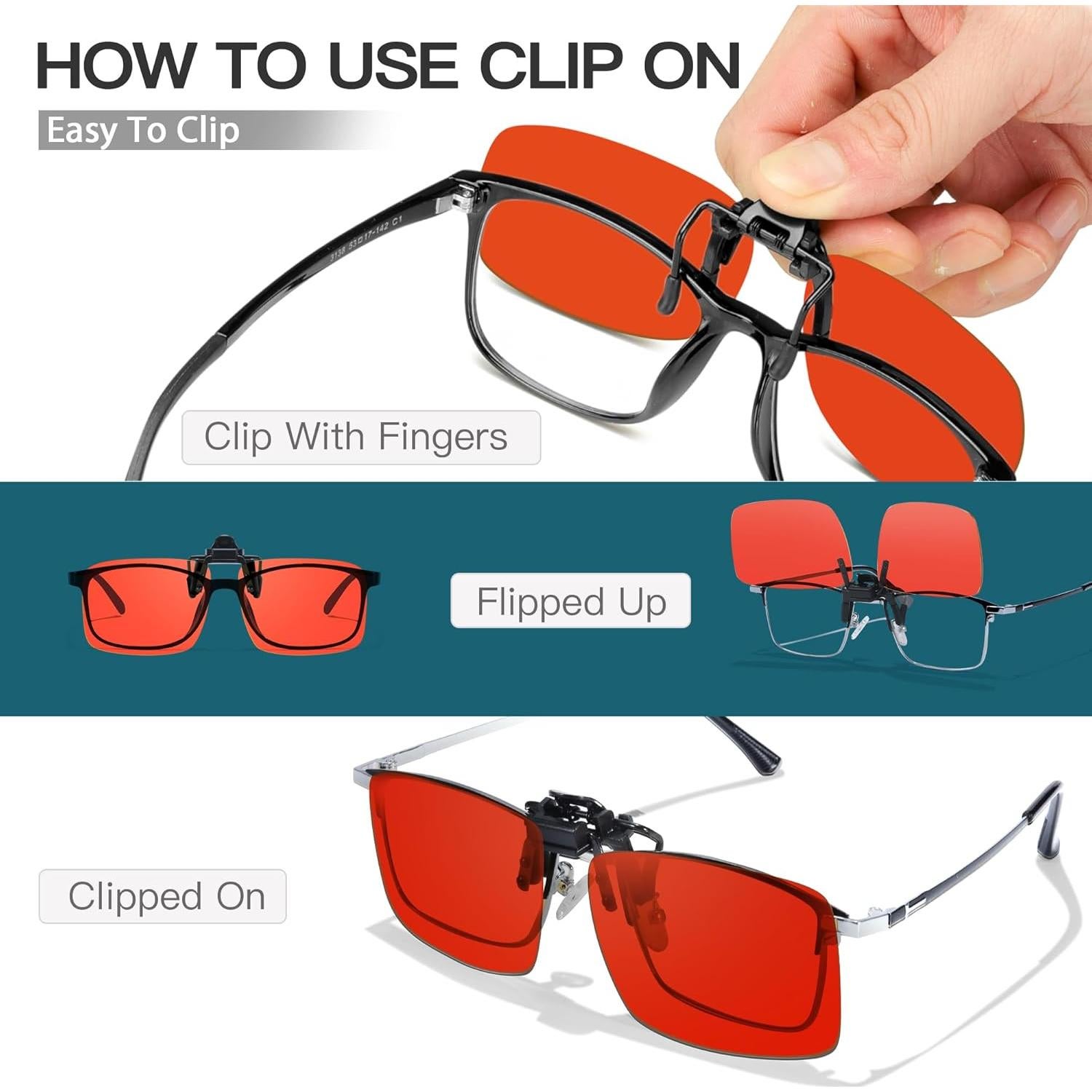 Gafas Clip-On Trysee TS803 Protección Luz Azul 60mm Naranja
