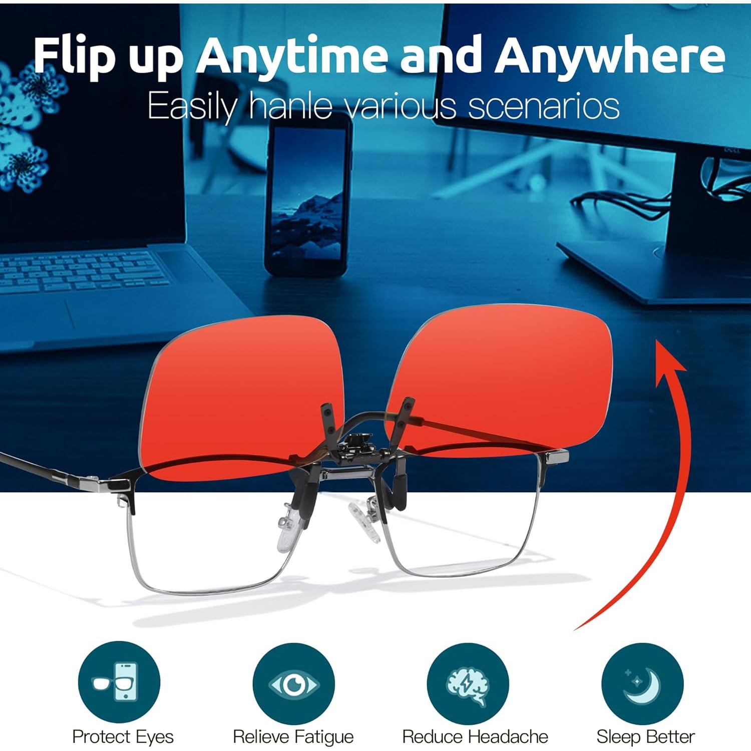 Gafas Clip-On Trysee TS803 Protección Luz Azul 60mm Naranja