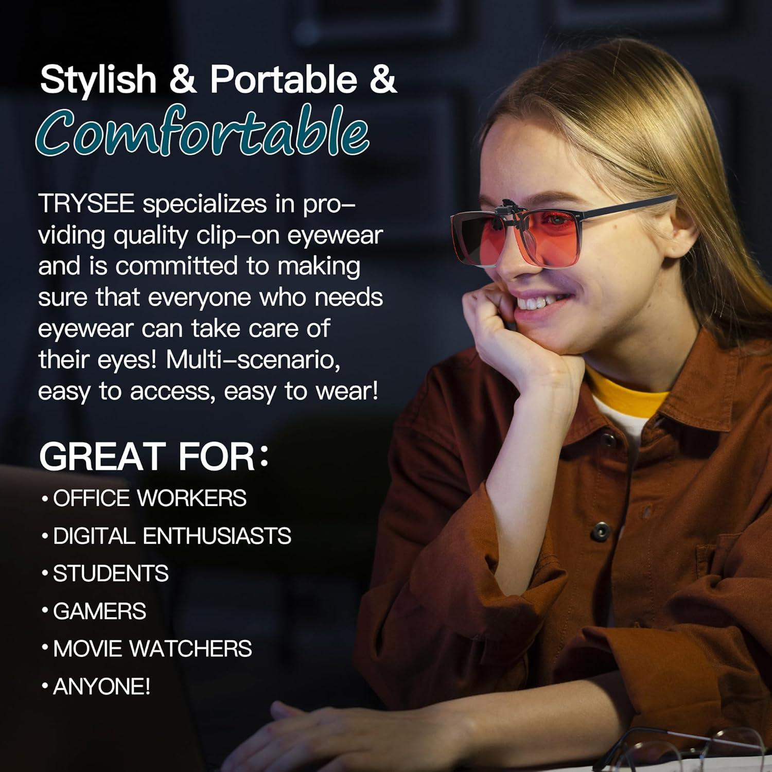 Gafas Clip-On Trysee TS803 Protección Luz Azul 60mm Naranja