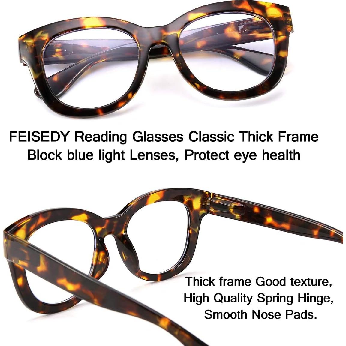 Gafas de Lectura FEISEDY Cuadradas con Lentes Anti-Luz Azul