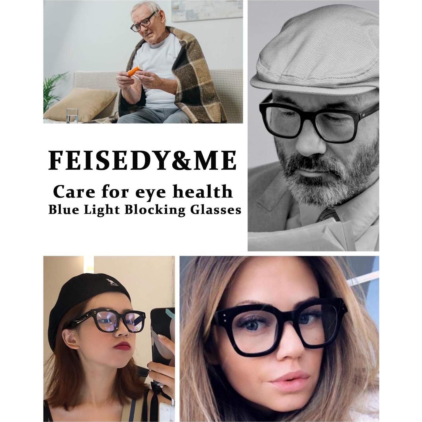 Gafas de Lectura FEISEDY Cuadradas con Lentes Anti-Luz Azul