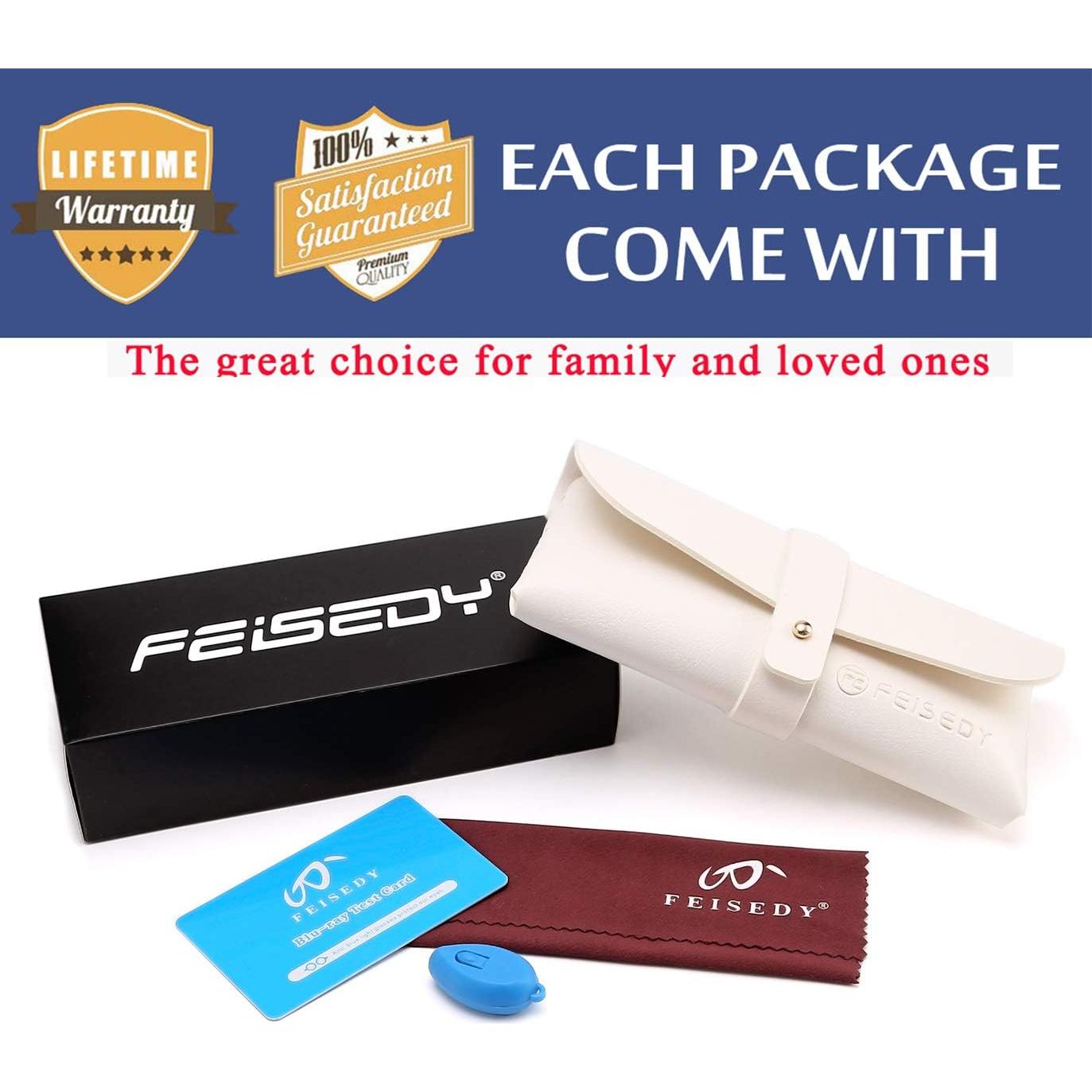 Gafas de Lectura FEISEDY Cuadradas con Lentes Anti-Luz Azul