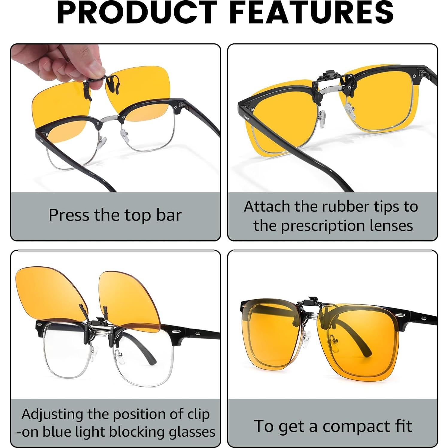 Gafas Clip On Trysee TS103 Bloqueo Luz Azul 56mm