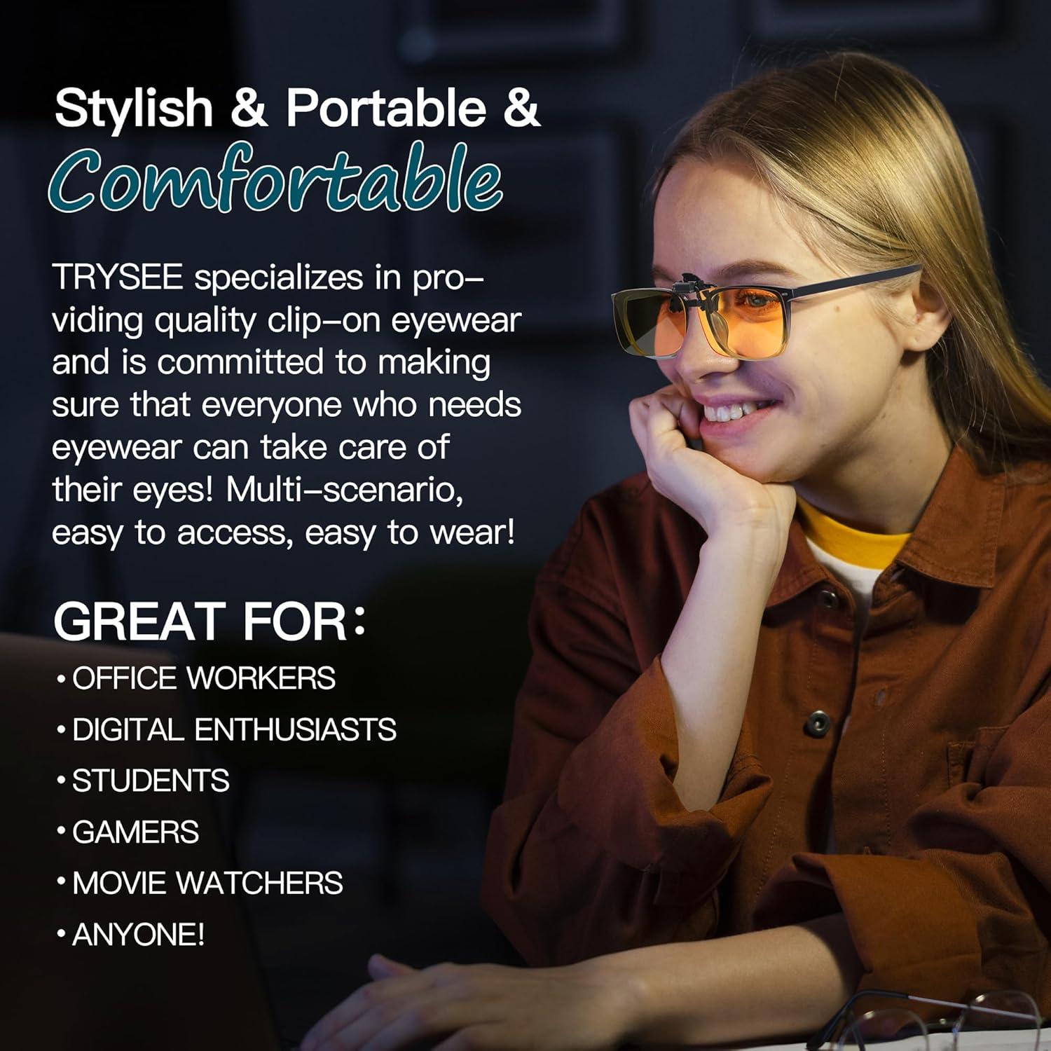 Gafas Clip-On Trysee TS801 Protección Luz Azul 57mm