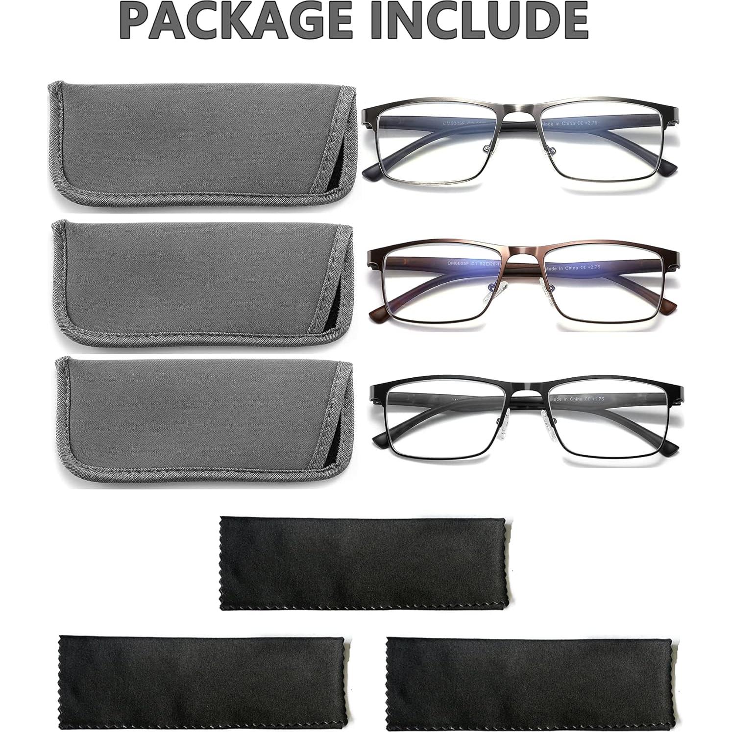Gafas de Lectura CRGATV 3-Pack Hombres Filtro Luz Azul