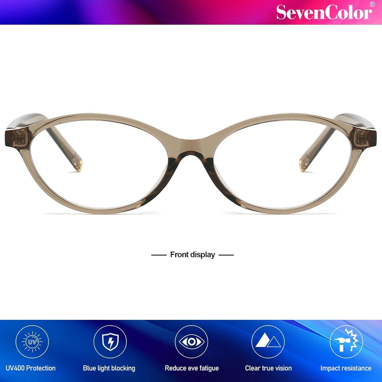 Gafas Ovaladas Retro SevenColor Verde Oliva 54mm Luz Azul