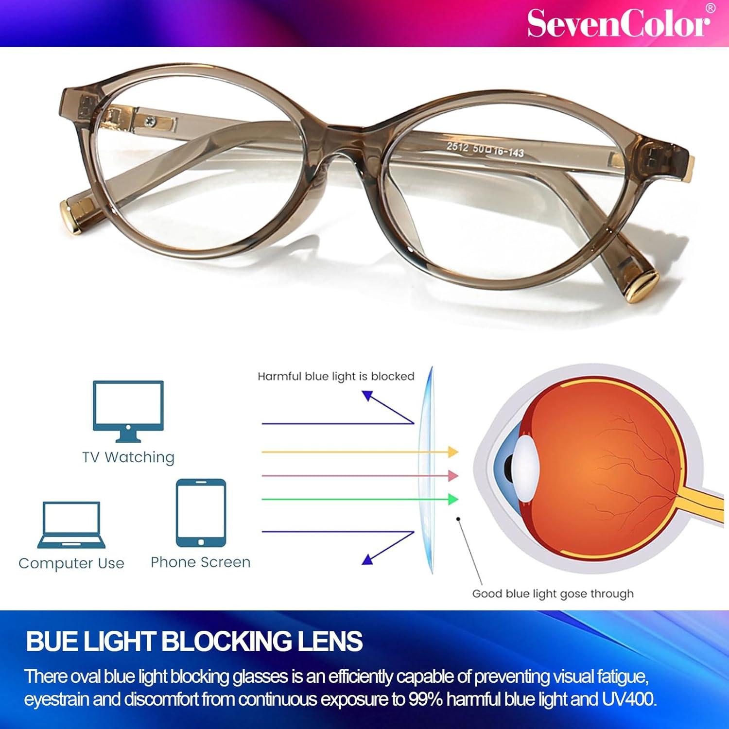 Gafas Ovaladas Retro SevenColor Verde Oliva 54mm Luz Azul