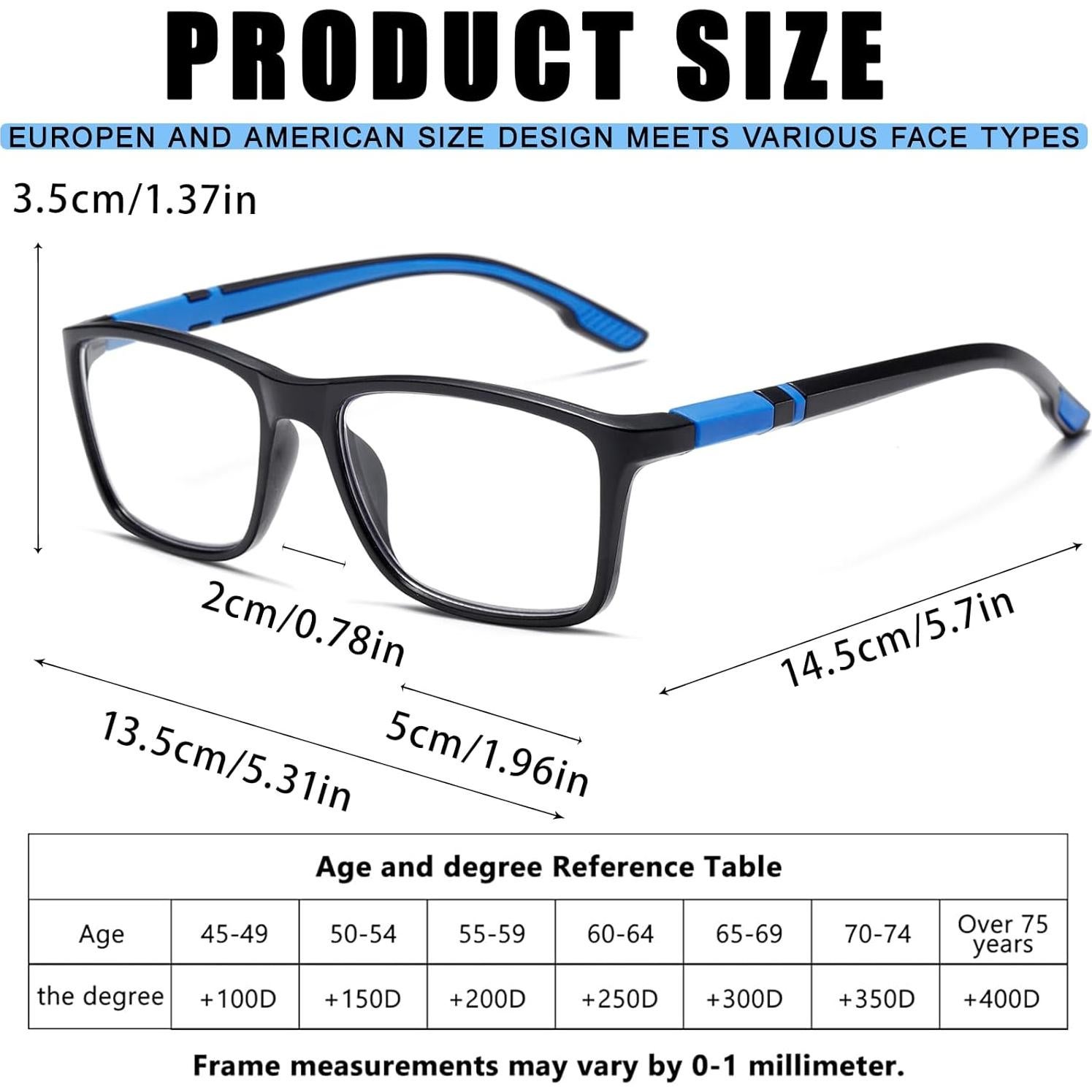 Gafas de lectura Viseng 2-pack azul y gris 1.0 Dioptrías