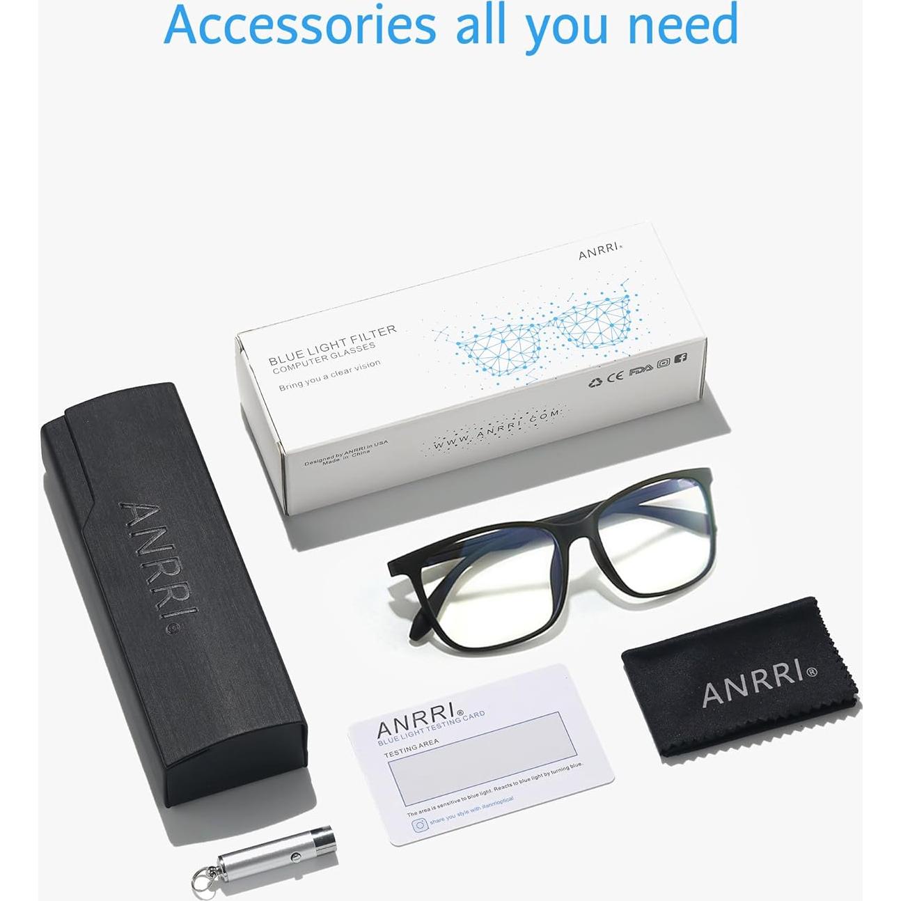 Gafas Anti Luz Azul ANRRI, Lentes Oculares, Montura Ligera