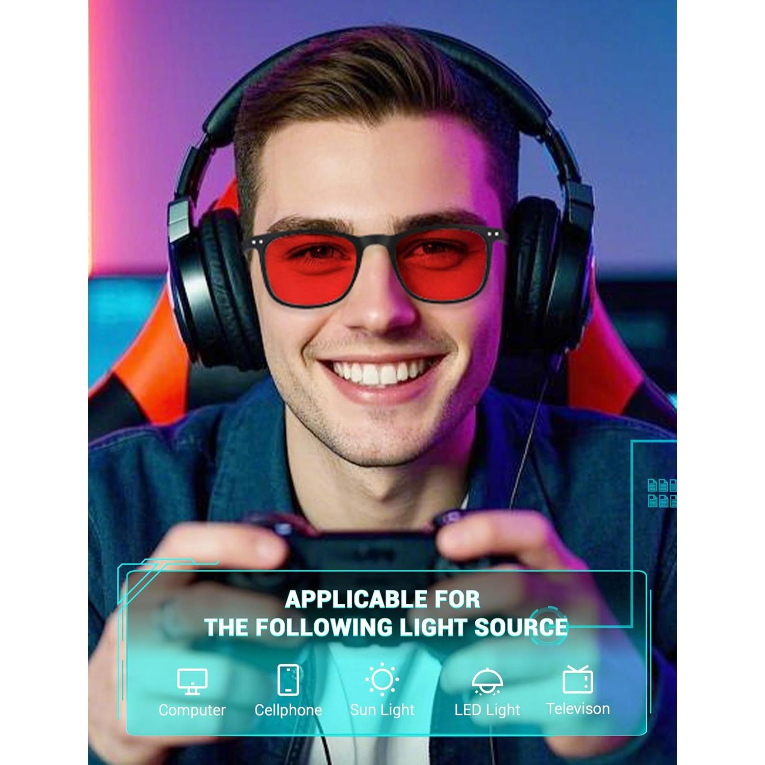 Gafas TIJN para dormir con lentes rojos y bloqueo luz azul