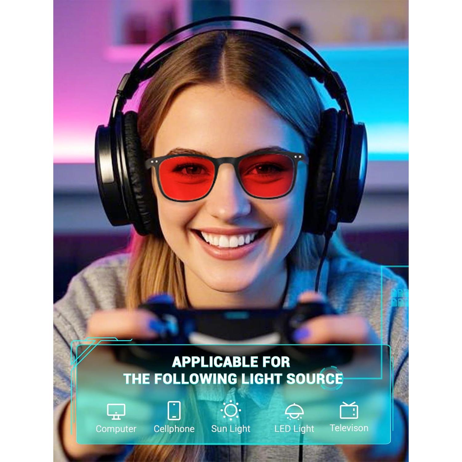 Gafas TIJN para dormir con lentes rojos y bloqueo luz azul