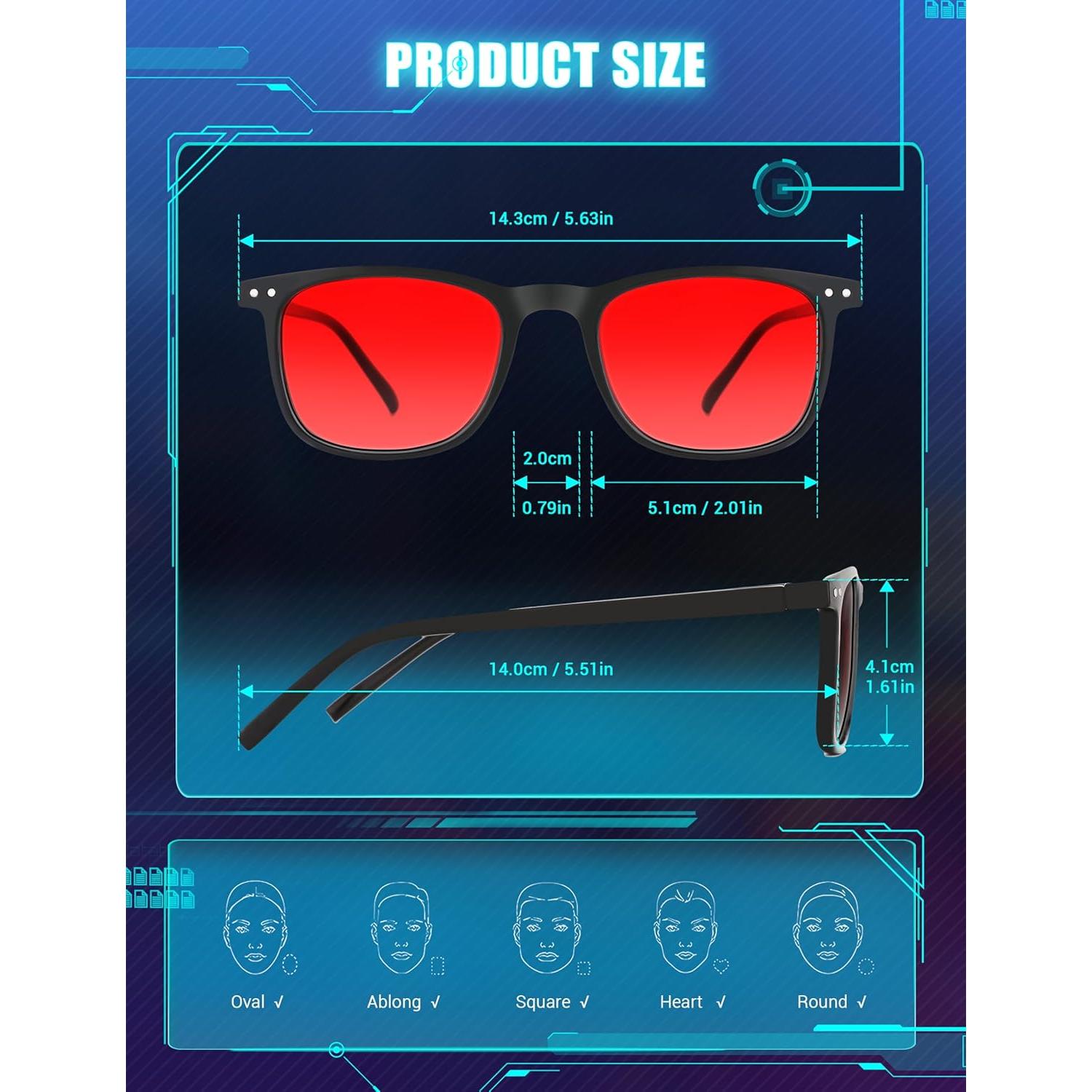 Gafas TIJN para dormir con lentes rojos y bloqueo luz azul