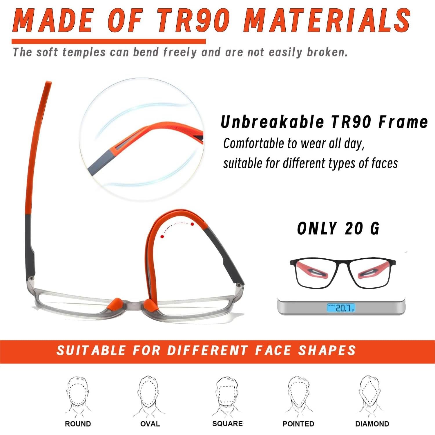 Gafas de Lectura Deportivas Hubeye TR90 3 Pares +1.75