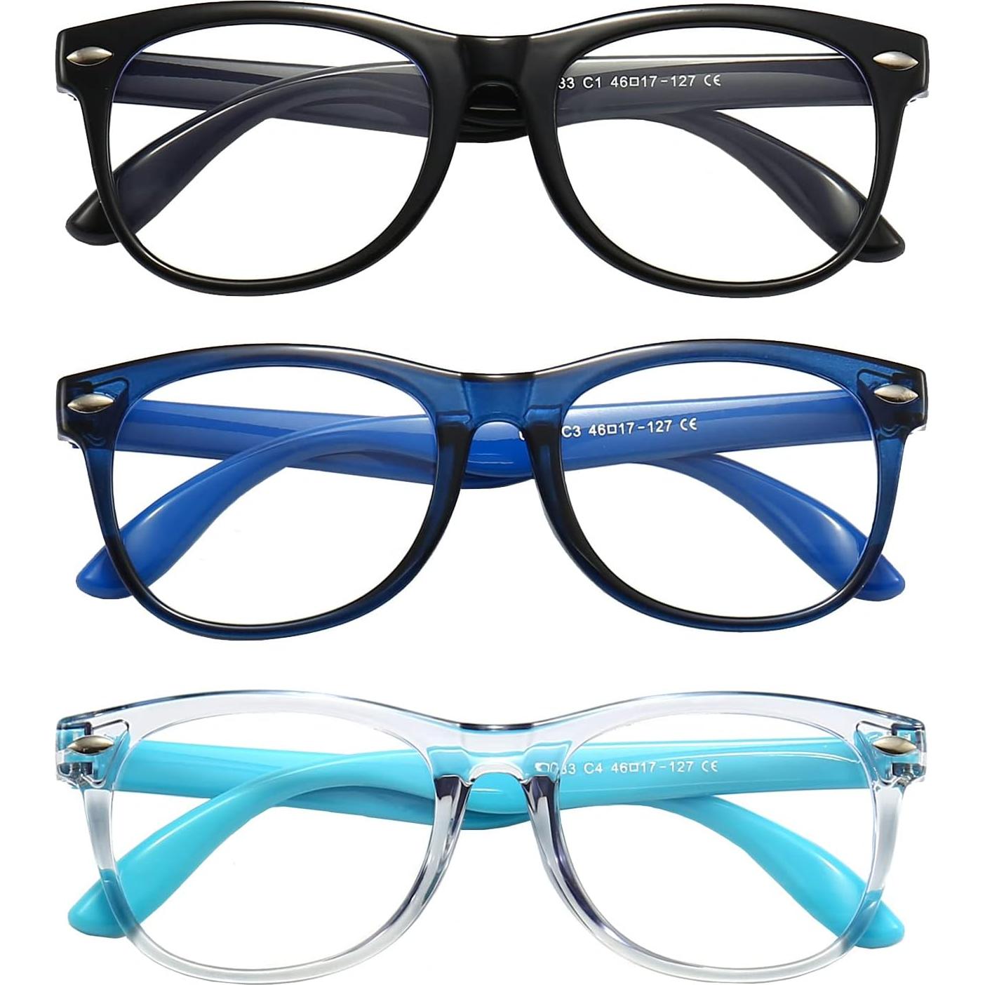 Paquete de 3 Gafas Bloqueadoras de Luz Azul FANNYGO Niños 3-9 Años