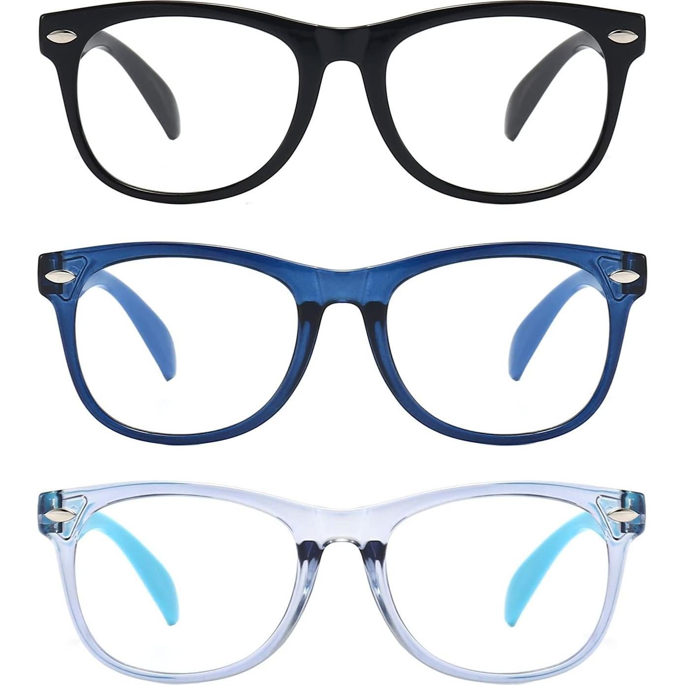 Paquete de 3 Gafas Bloqueadoras de Luz Azul FANNYGO Niños 3-9 Años