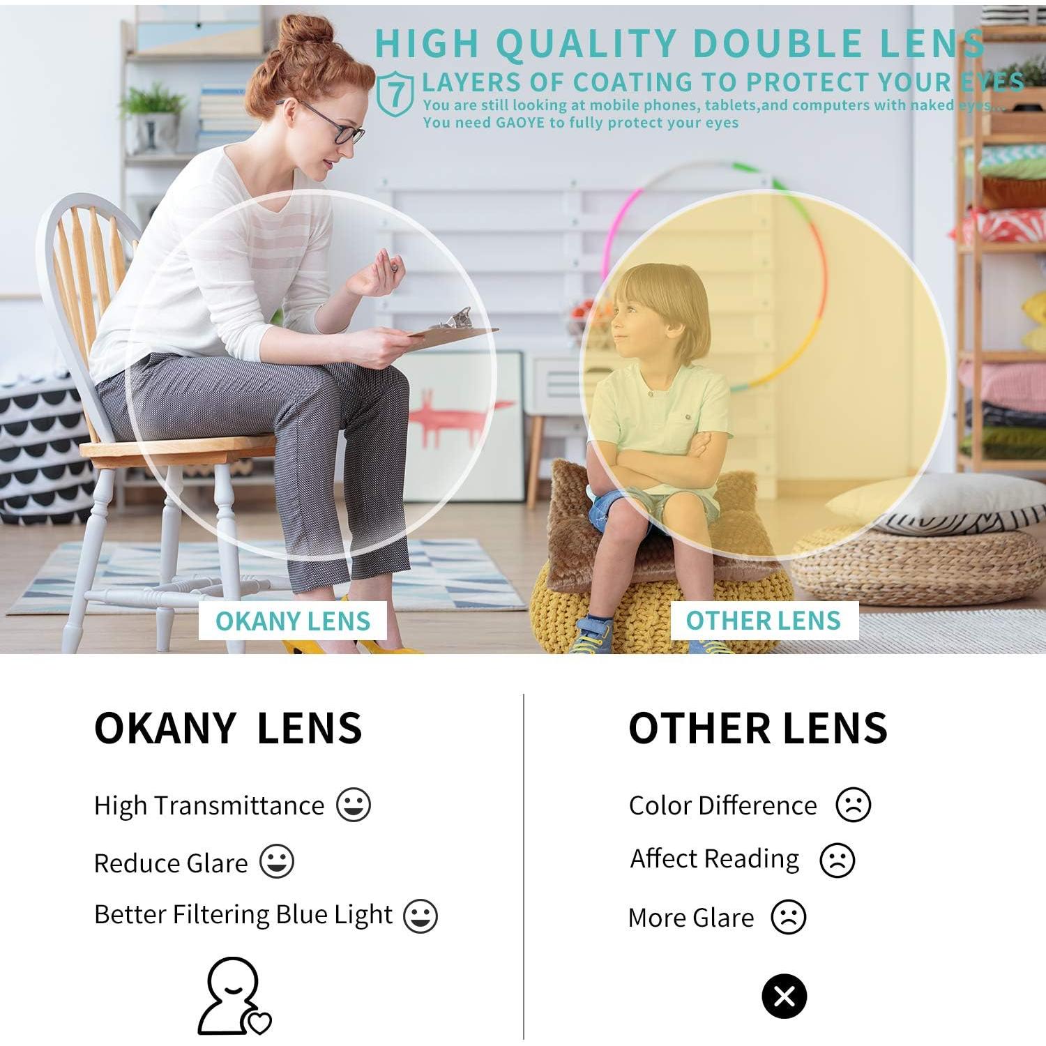 Gafas de luz azul Okany para niños 3 paquetes protección UV