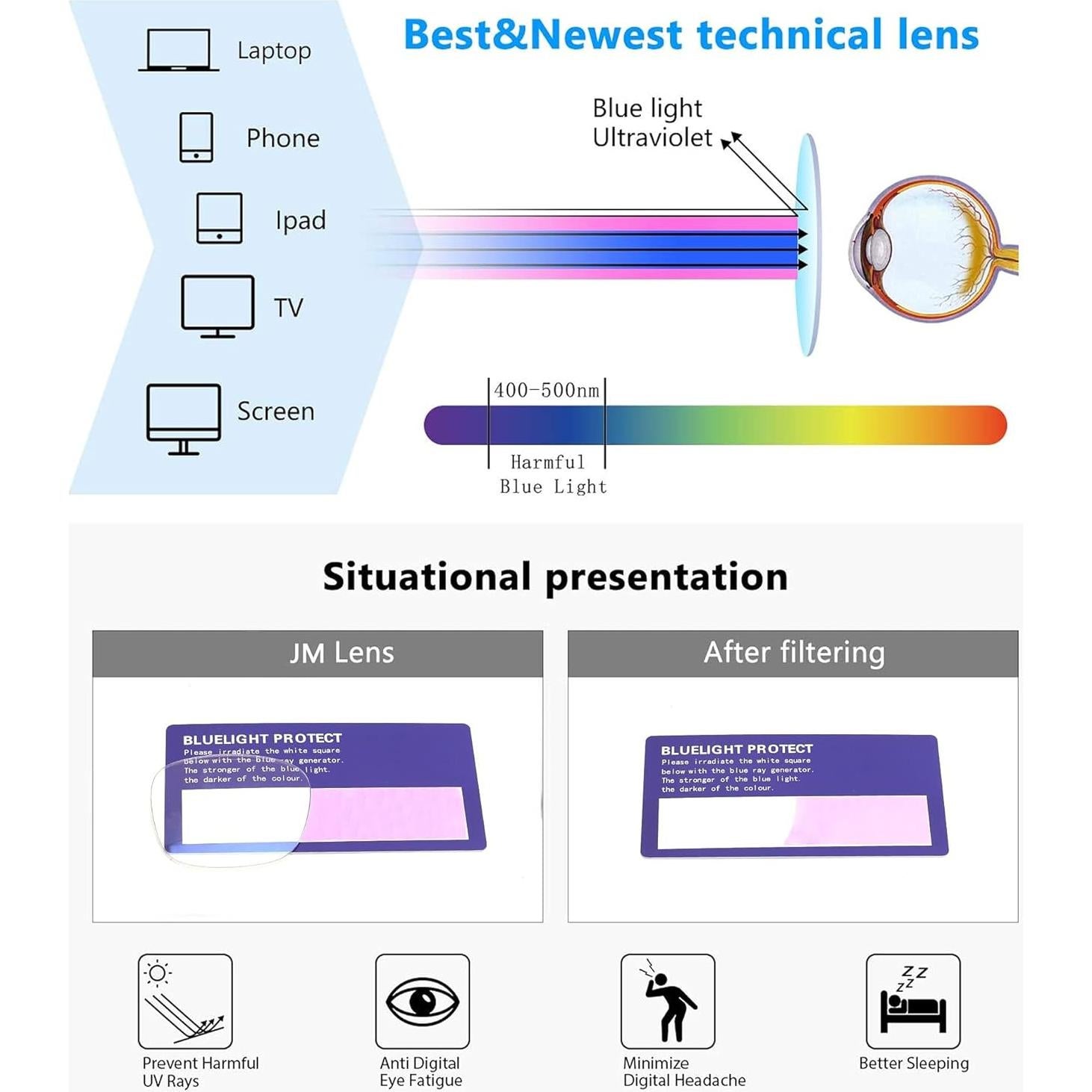 Gafas de Luz Azul JM para Niños 3-10 Años TR90