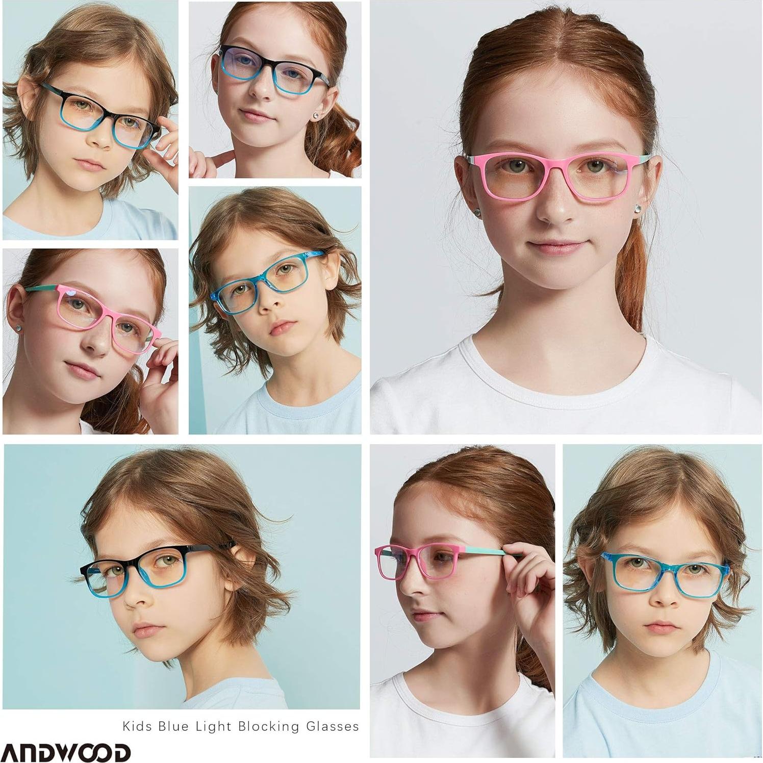 Gafas Anti Luz Azul ANDWOOD Niños 3-12 Años Cuadradas