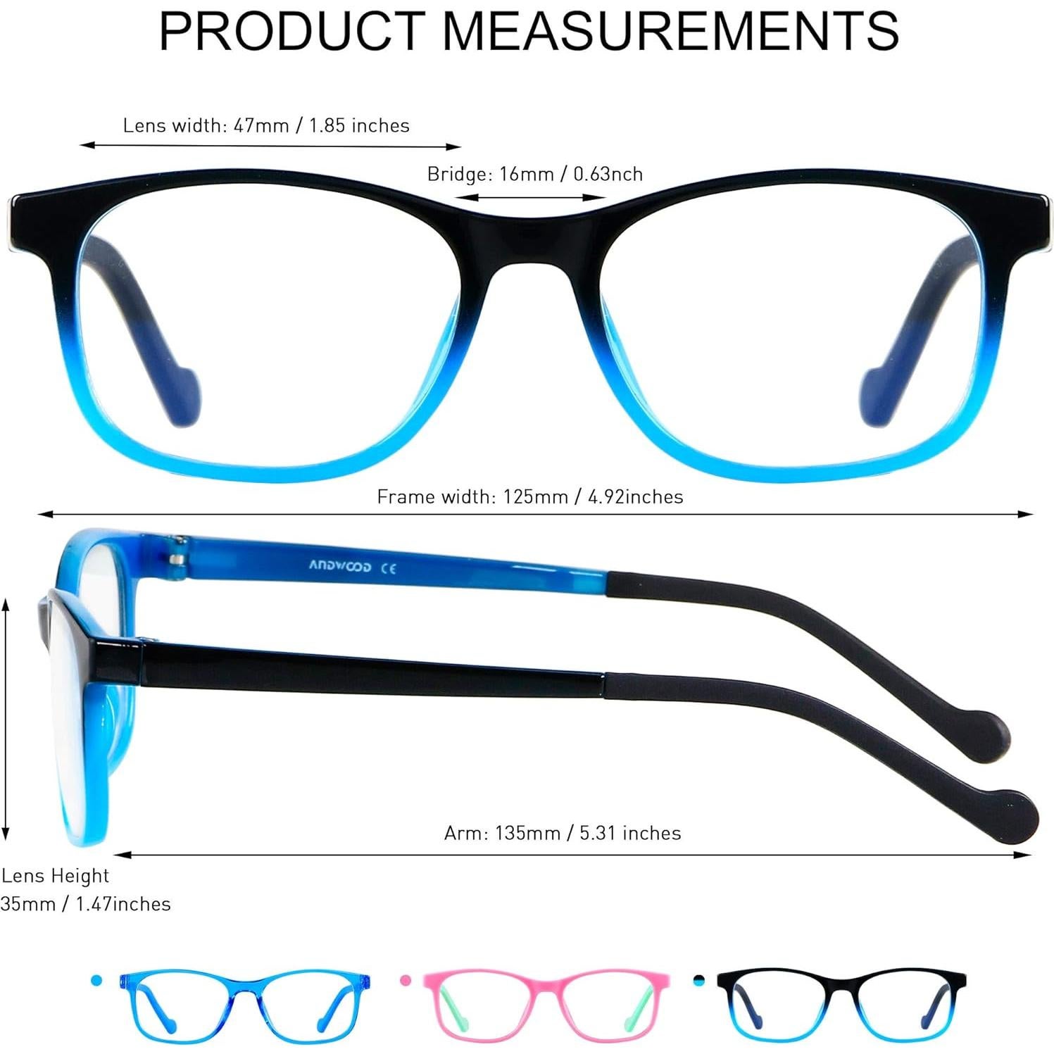 Gafas Anti Luz Azul ANDWOOD Niños 3-12 Años Cuadradas