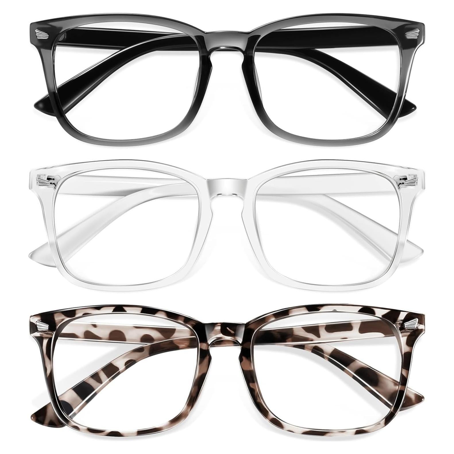 Gafas Anti Luz Azul Okany para Niños 3 Paquetes Gris+Transp+Leopardo