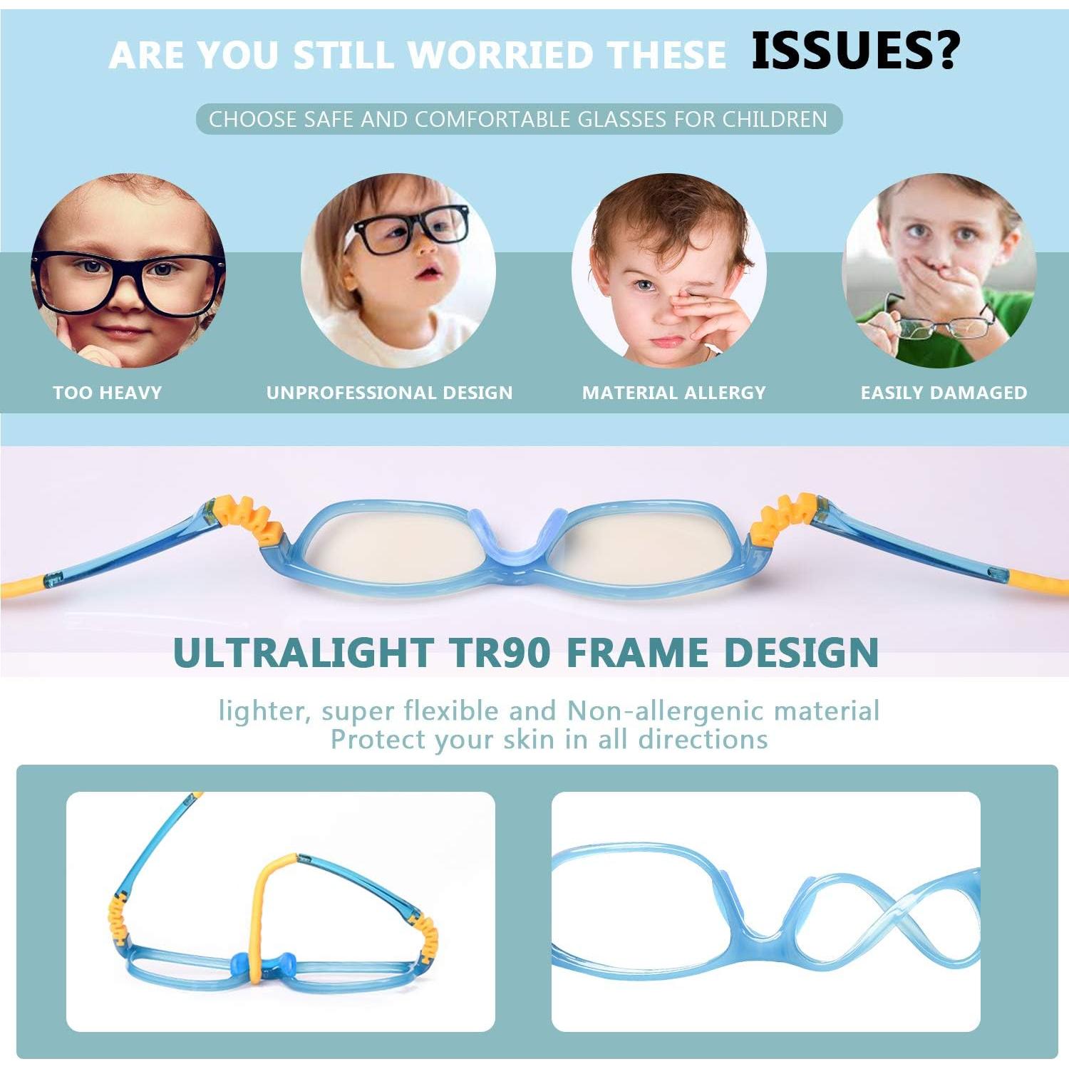 Gafas bloqueadoras luz azul FONHCOO para niños, marco irrompible