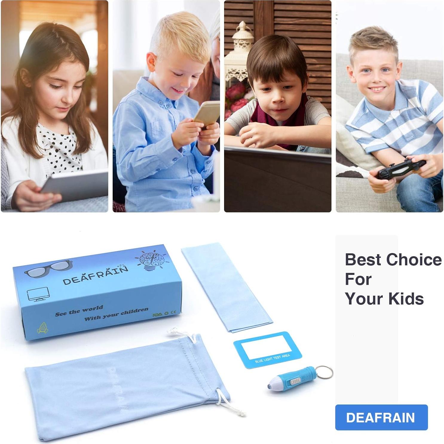 Gafas bloqueadoras luz azul DEAFRAIN 2 pares UV400 niños