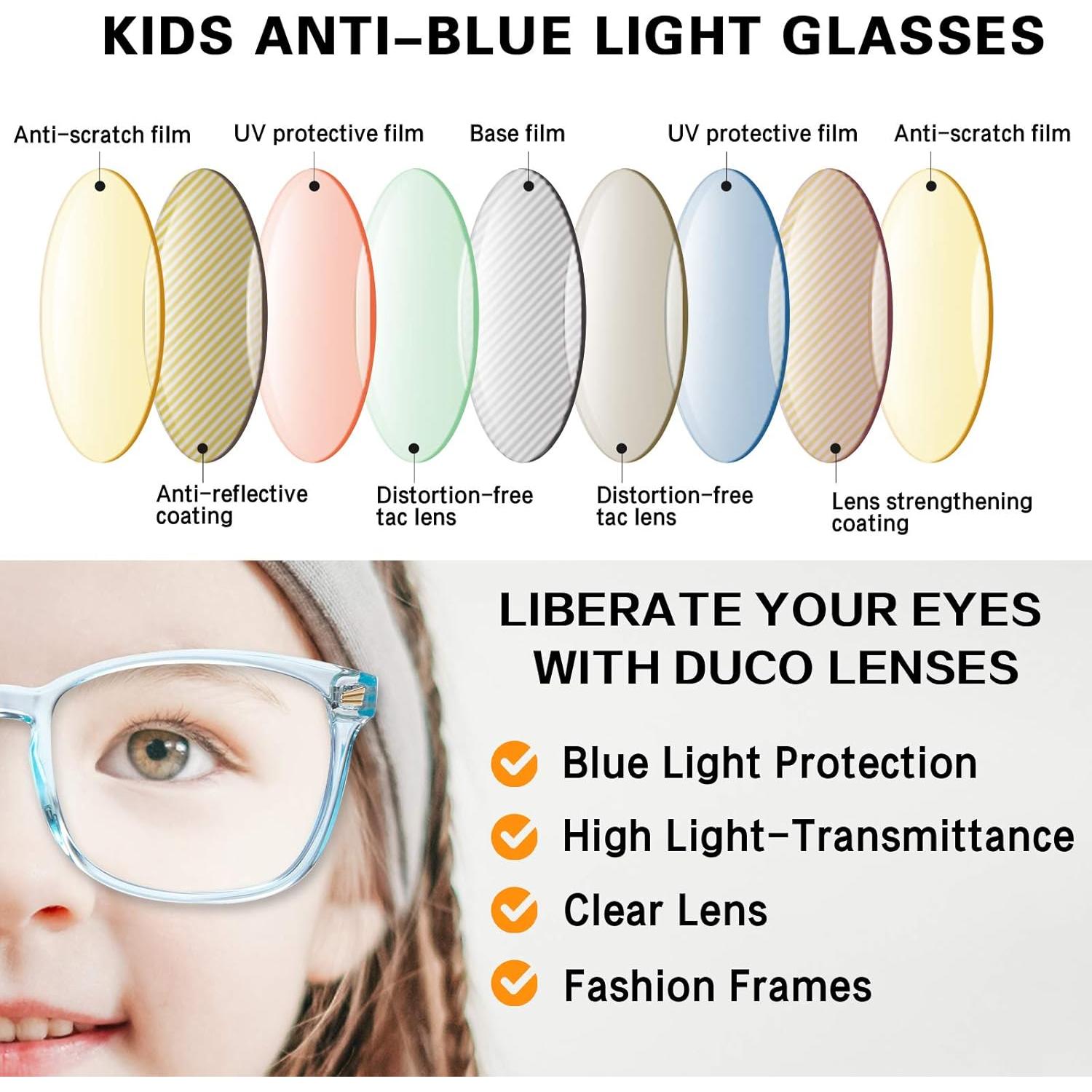 Gafas de luz azul DUCO K028 para niños 6-10 años