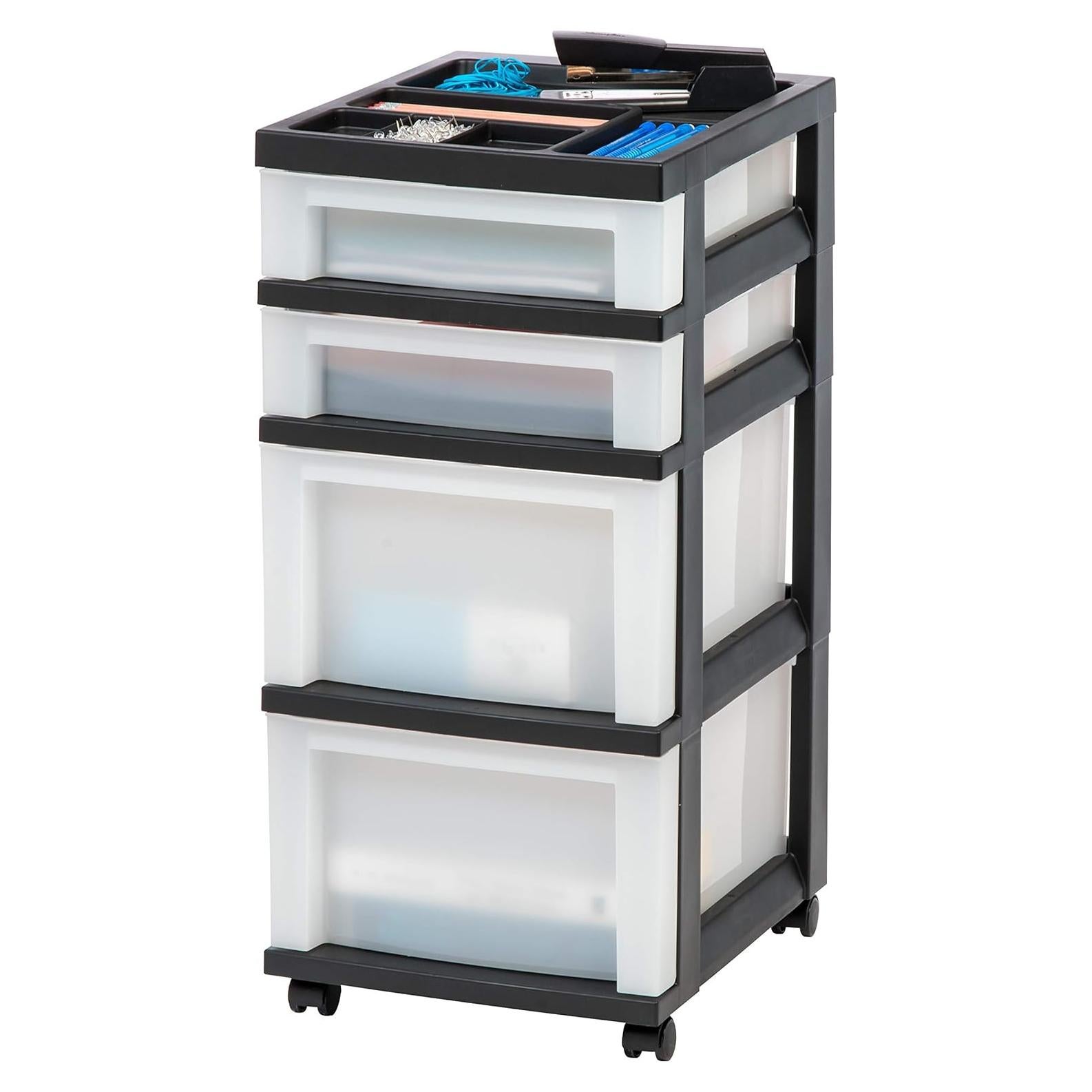 Carro Organizador IRIS USA 4 Cajones con Ruedas Negro/Pearl