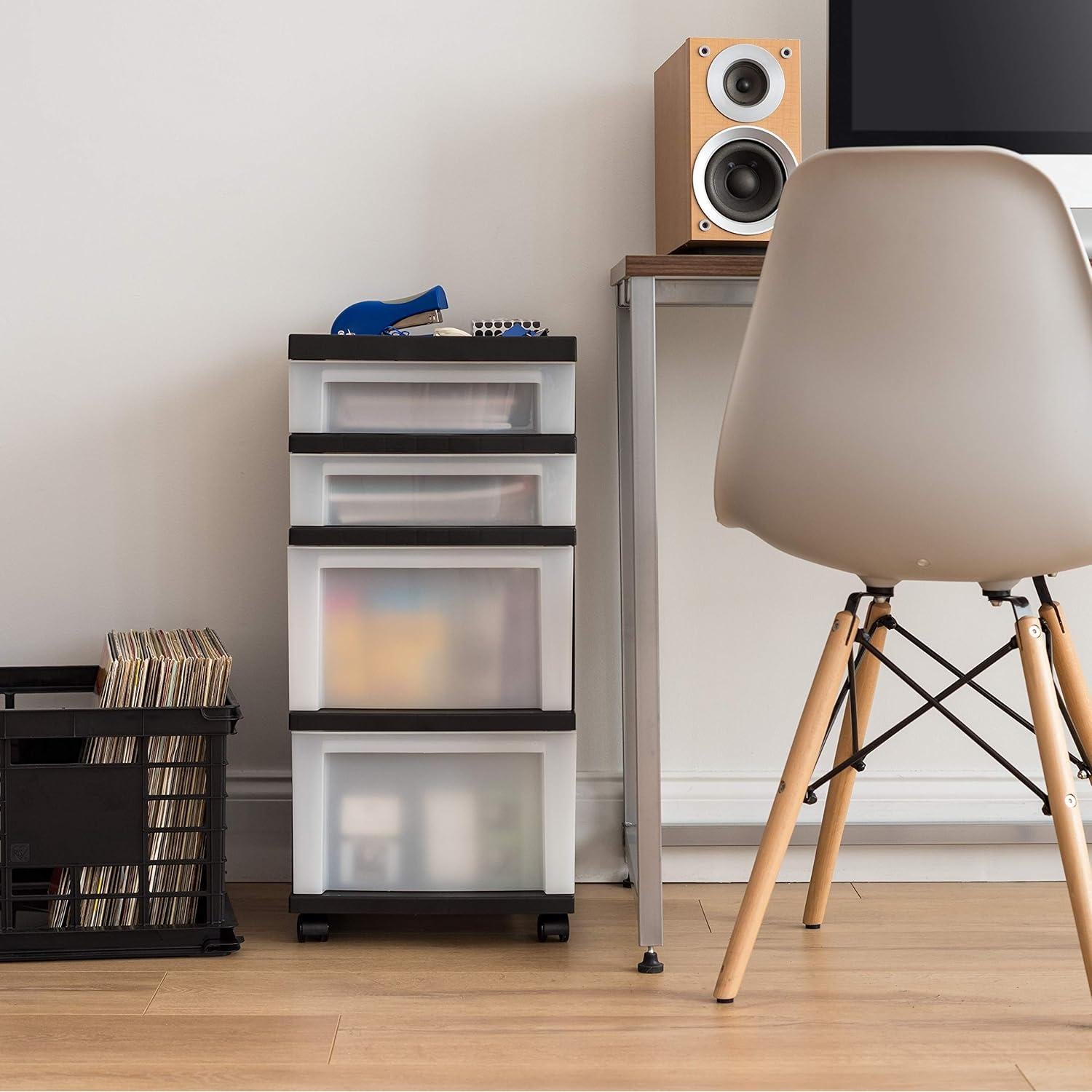 Carro Organizador IRIS USA 4 Cajones con Ruedas Negro/Pearl