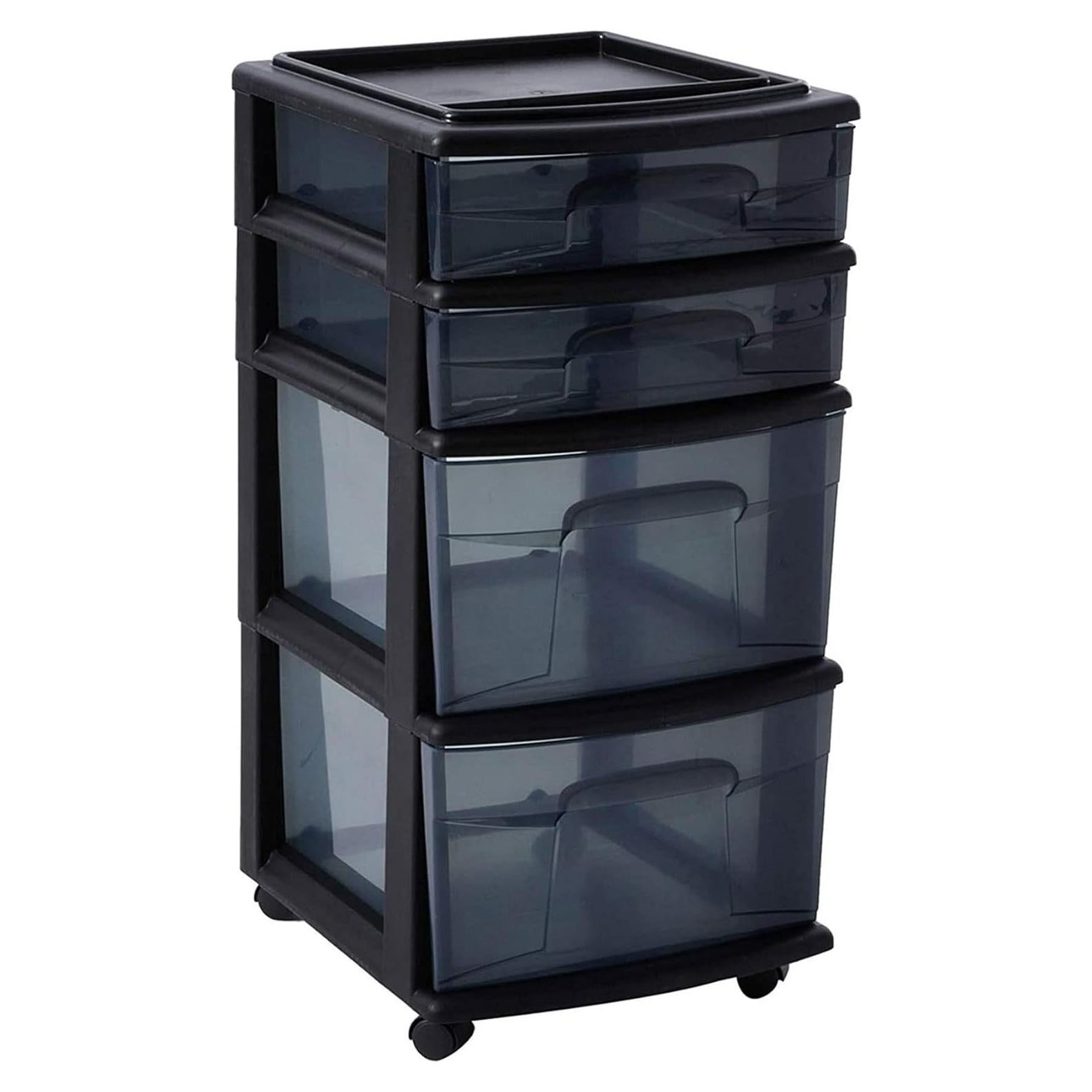 Carro Organizador HOMZ 4 Cajones Plástico Negro 3.37 kg
