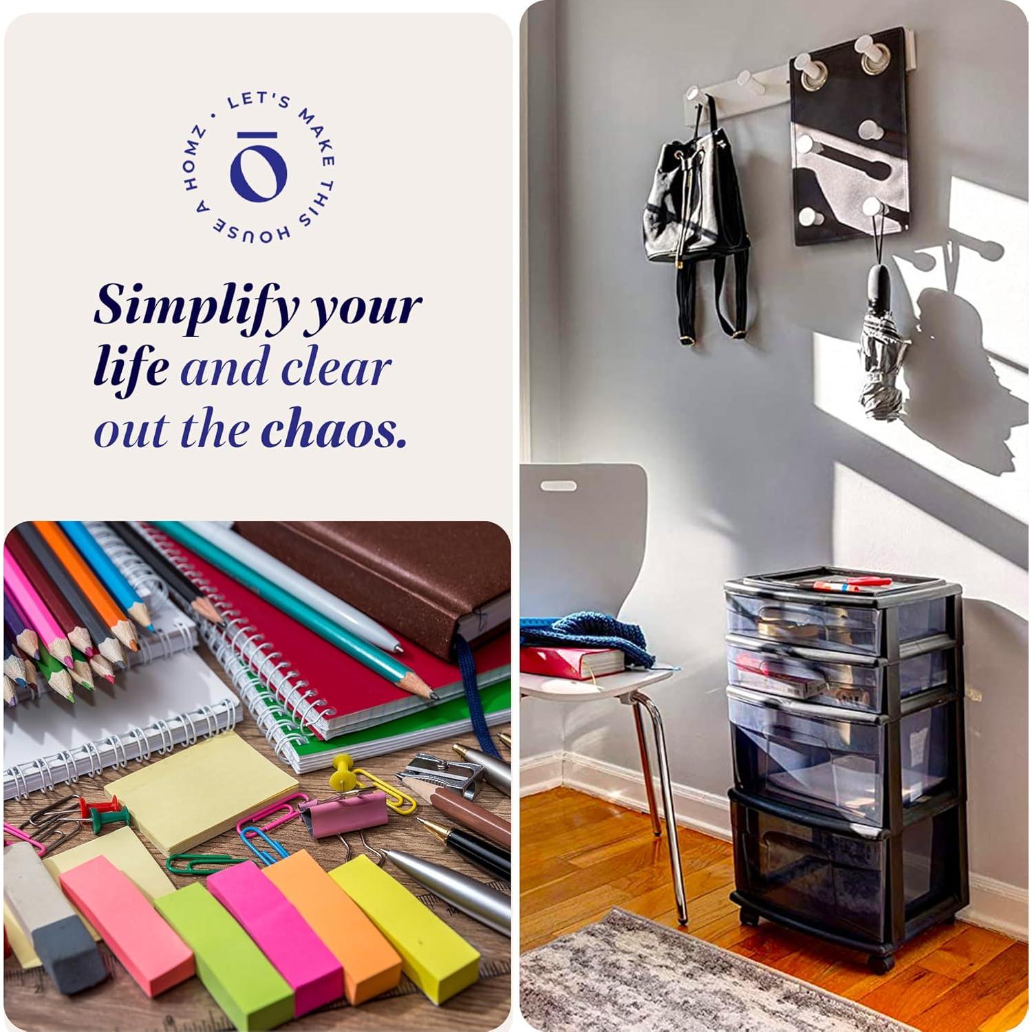 Carro Organizador HOMZ 4 Cajones Plástico Negro 3.37 kg