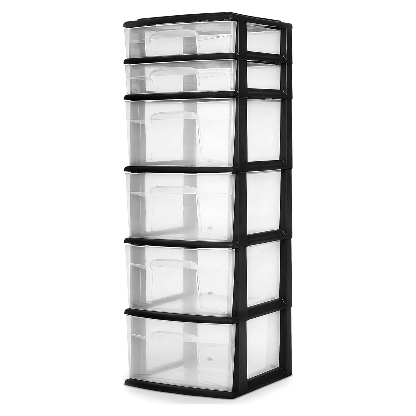 Carro Organizador HOMZ 6 Cajones Plástico Transparente Negro