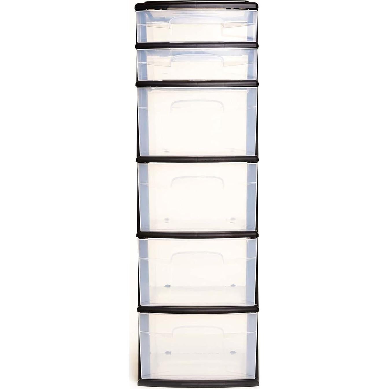 Carro Organizador HOMZ 6 Cajones Plástico Transparente Negro