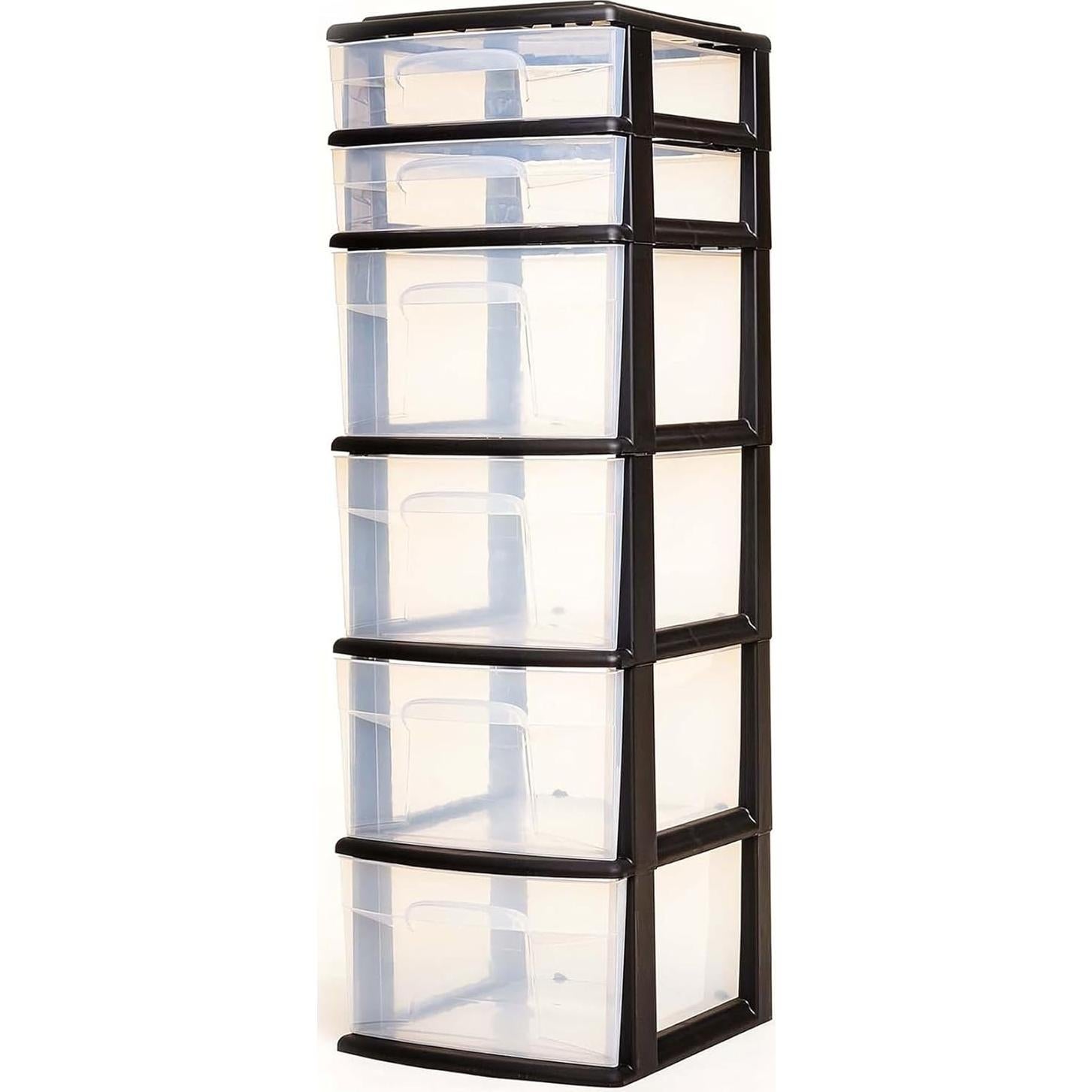 Carro Organizador HOMZ 6 Cajones Plástico Transparente Negro