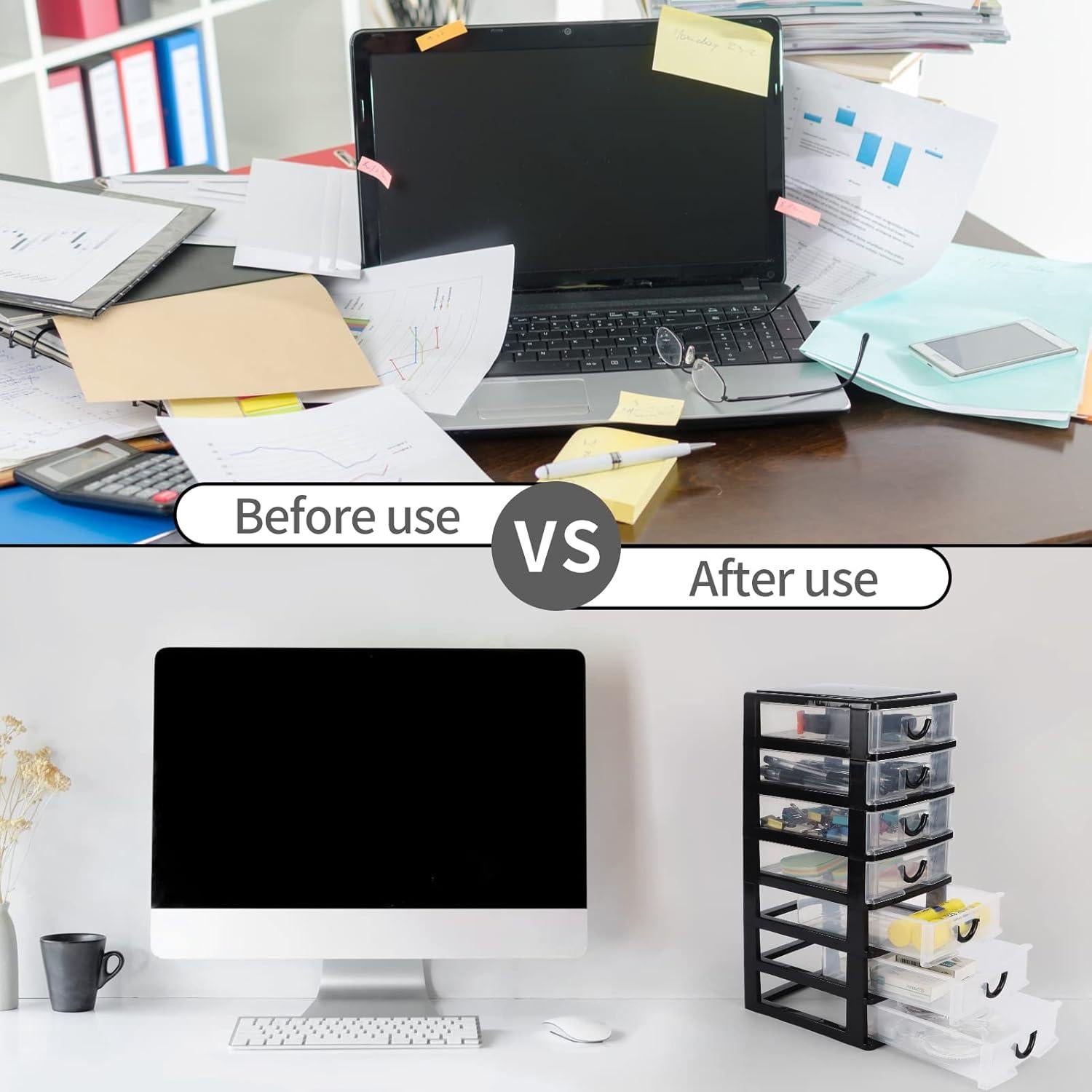 Organizador de Cajones Rempry 7 Cajones Plástico Negro