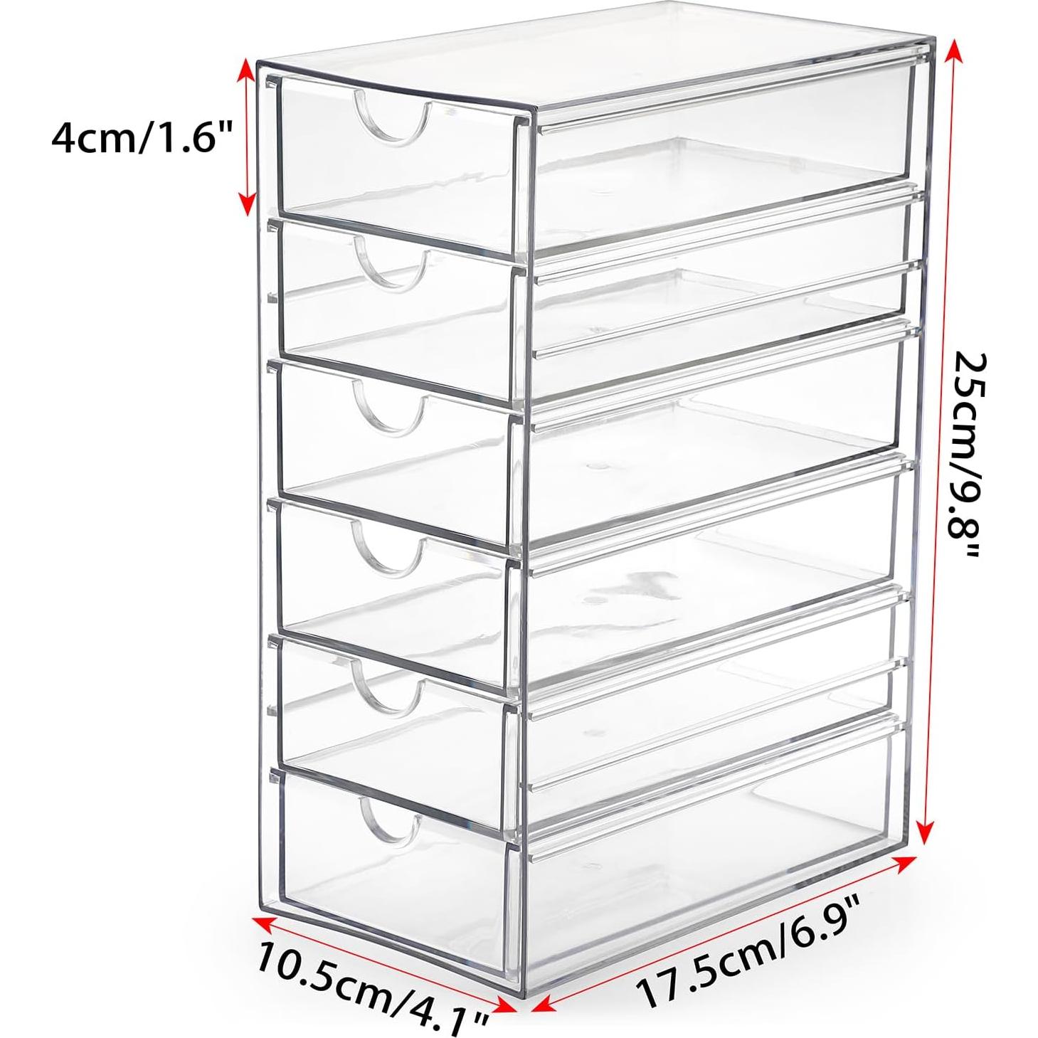 Organizador de Cajones Hipiwe 6 Cajones Plástico Transparente