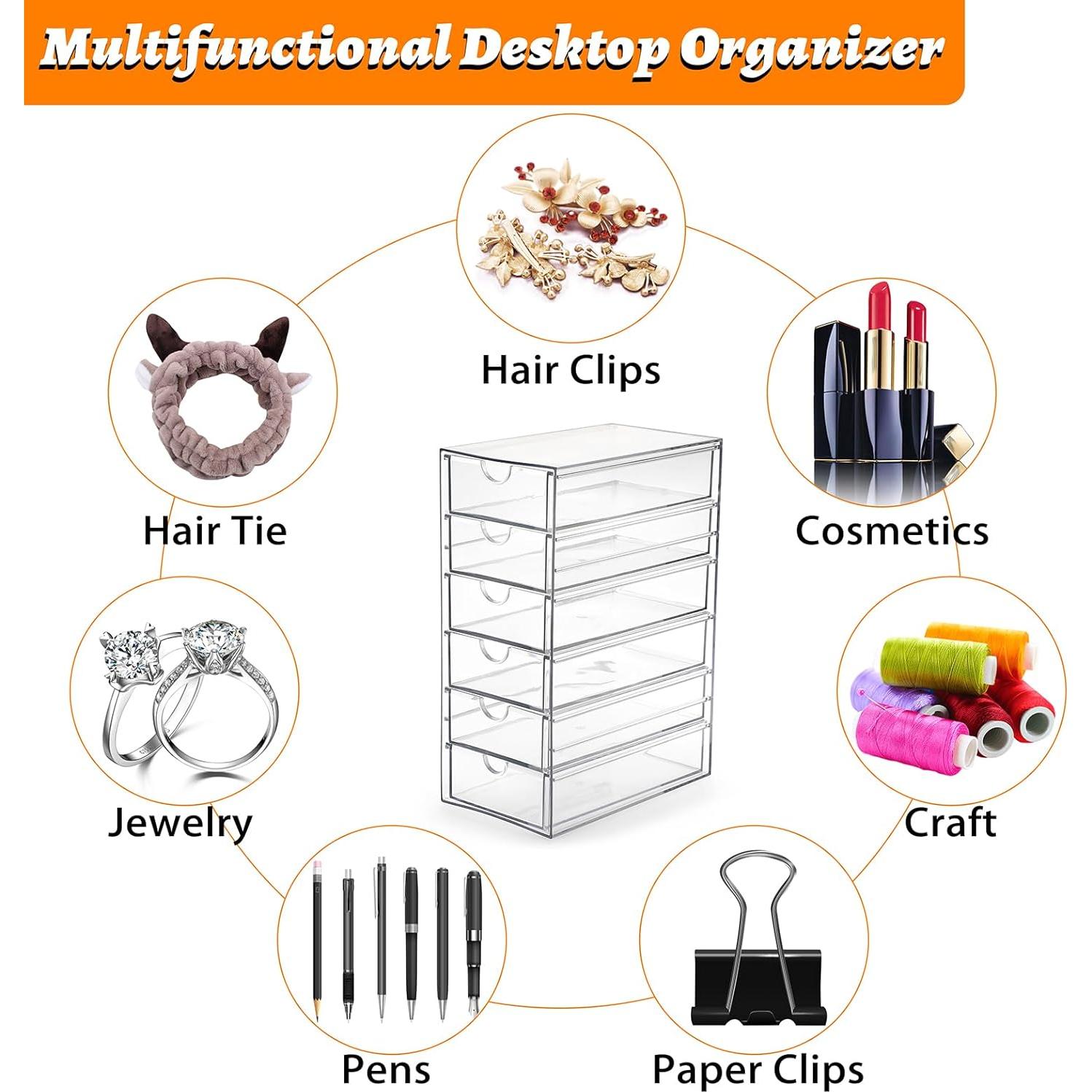 Organizador de Cajones Hipiwe 6 Cajones Plástico Transparente