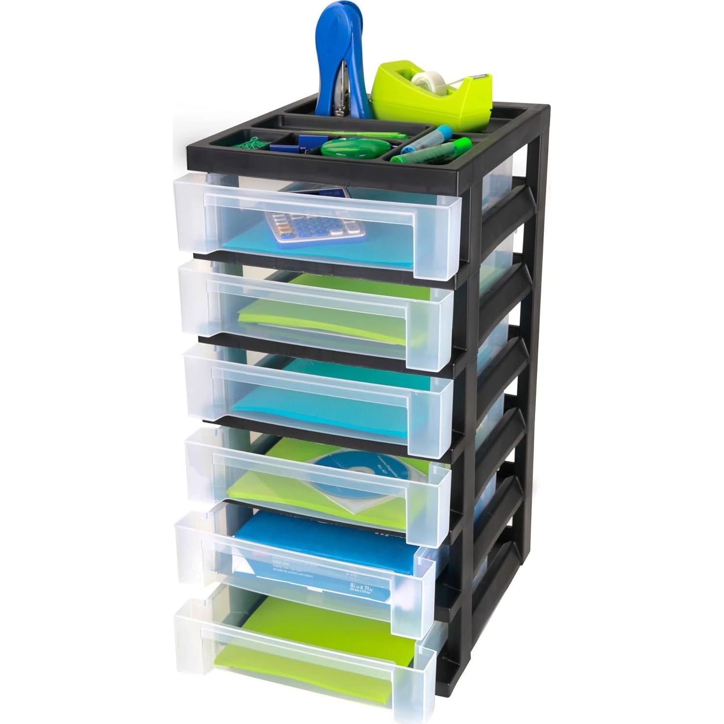 Carro de Almacenamiento Office Depot 6 Cajones Negro 36x30x67cm