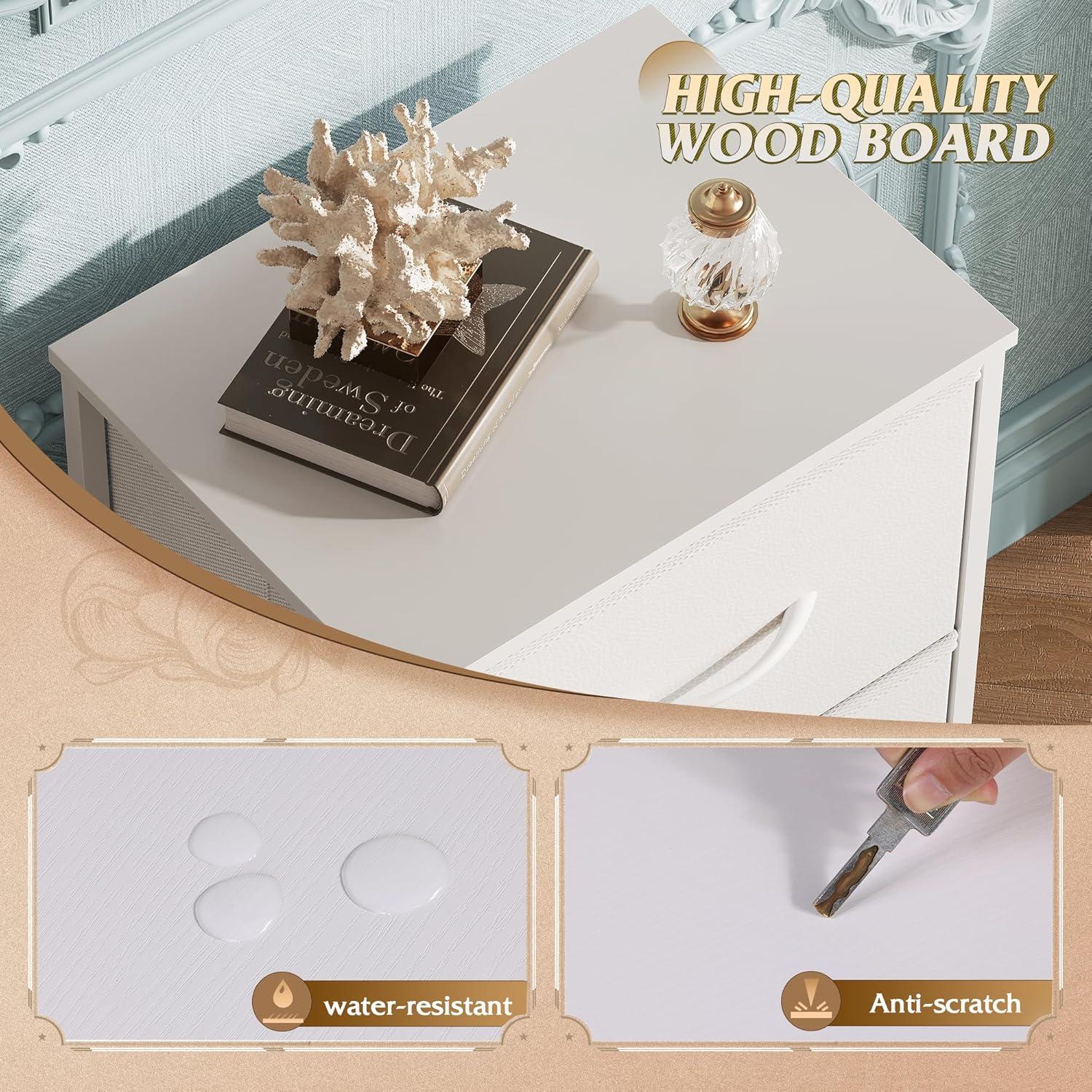 Cajonera WLIVE 3 Cajones con Ruedas, Blanco, 39.88x29.97x74.93 cm