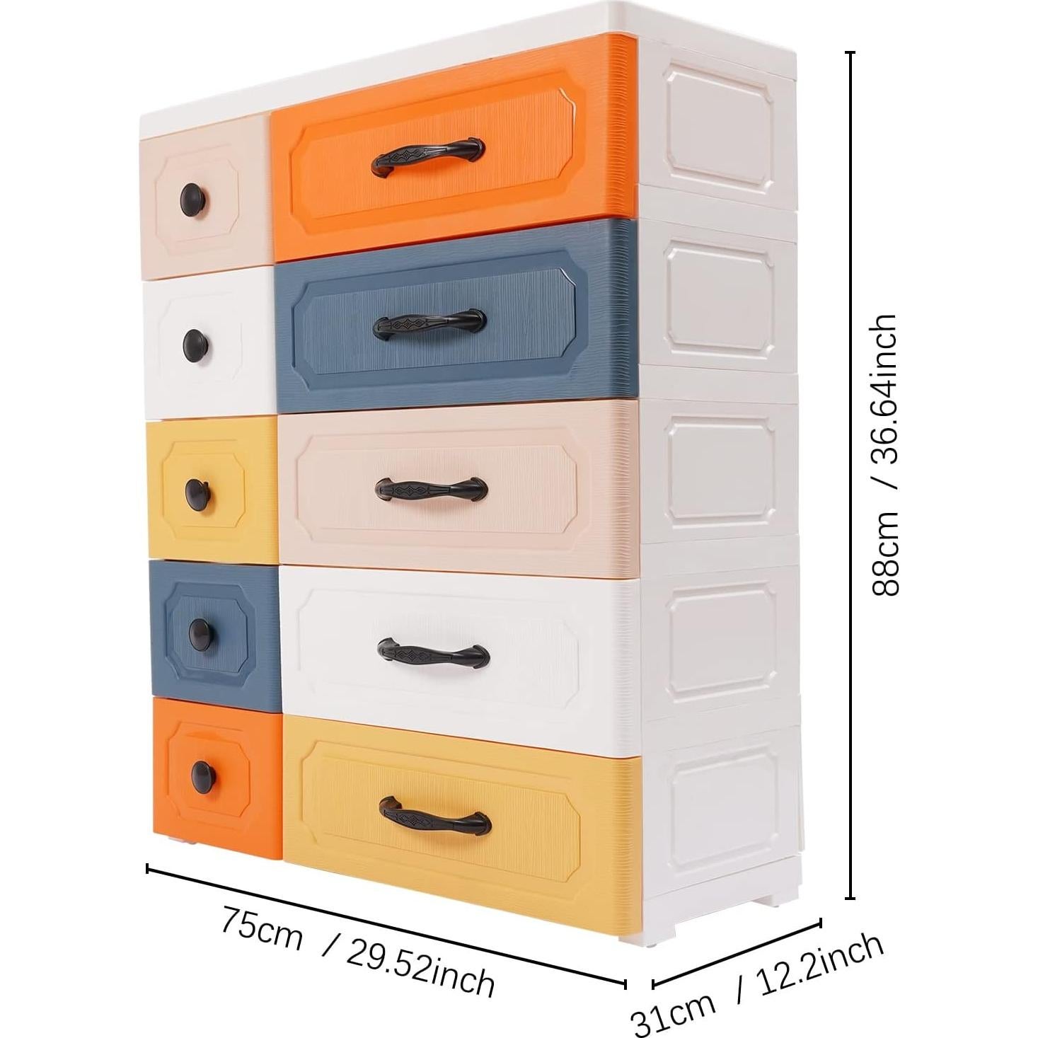 Cajonera Alta de Plástico SuiYuLn 10 Cajones Coloridos 93 cm