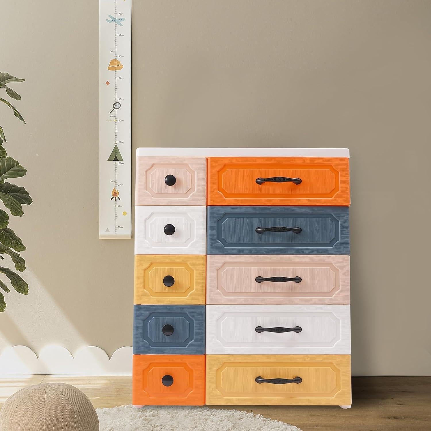 Cajonera Alta de Plástico SuiYuLn 10 Cajones Coloridos 93 cm